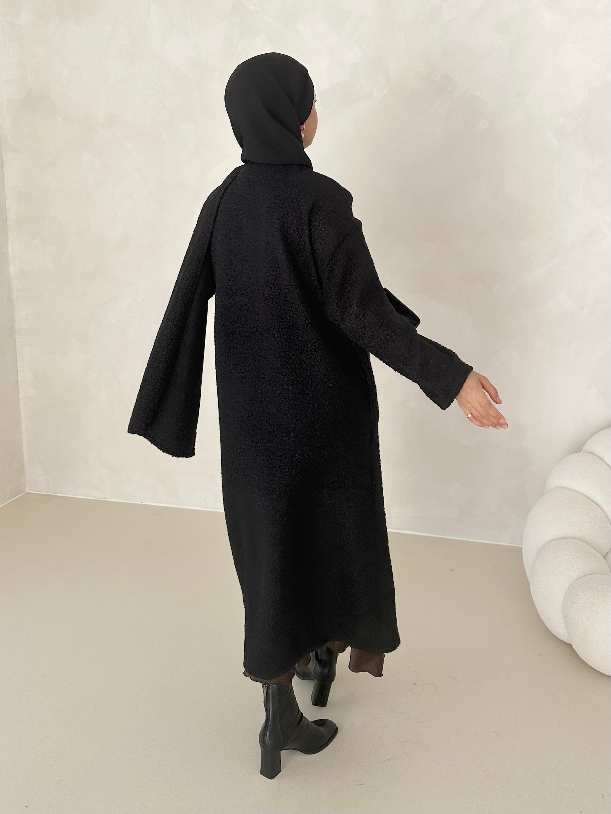 Manteau teddy long avec écharpe intégrée