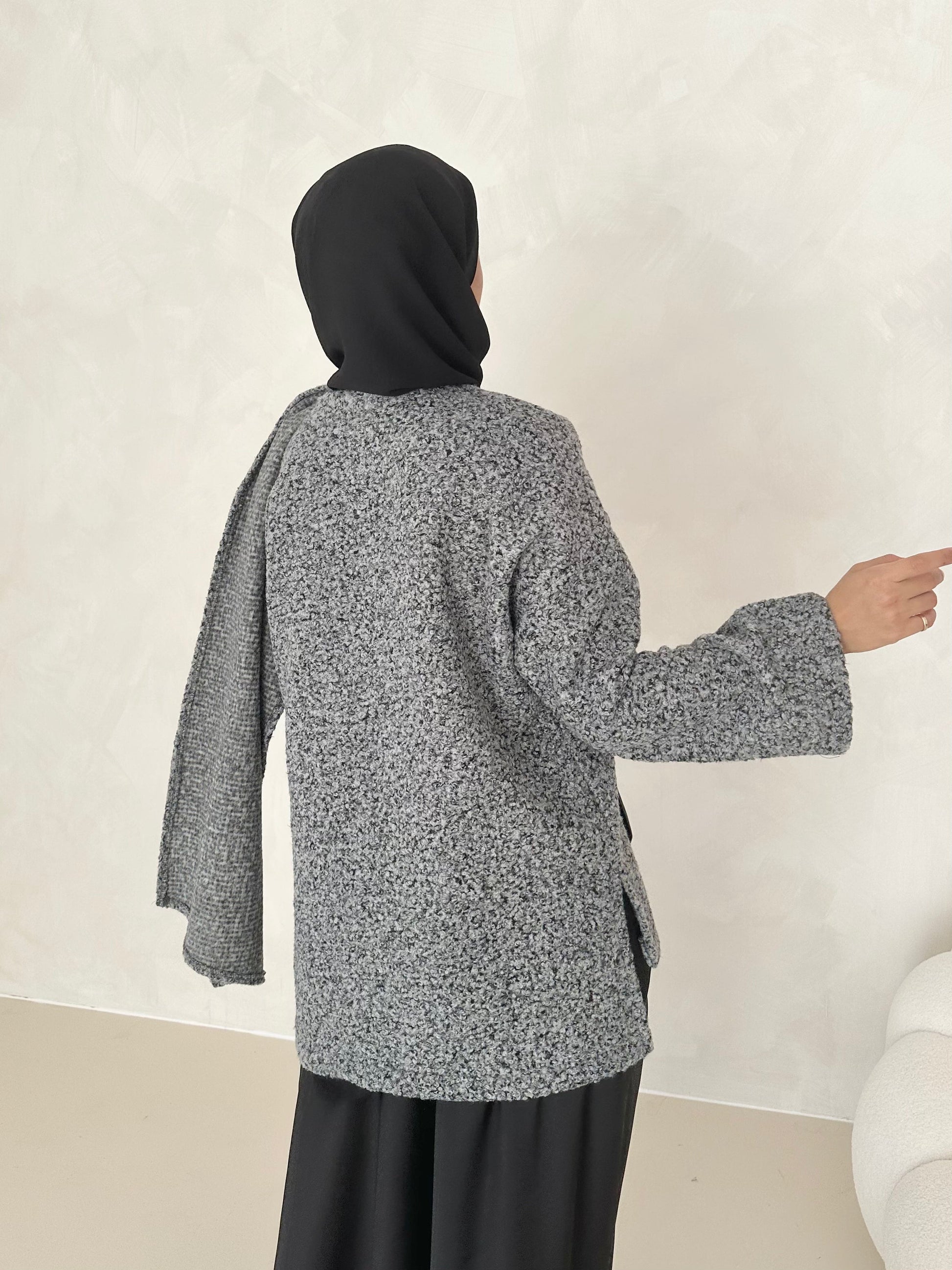 Manteau Teddy avec écharpe intégrée