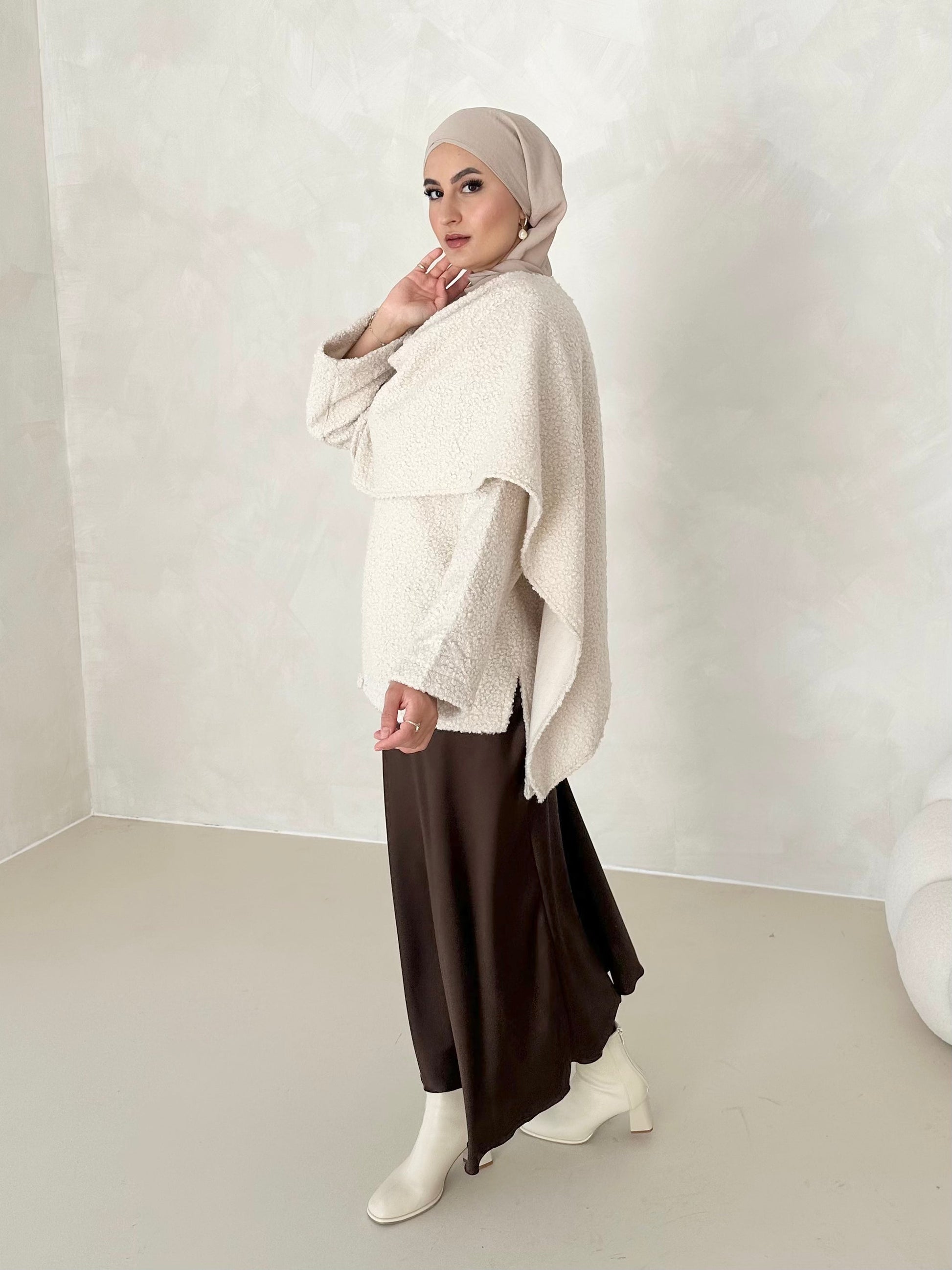 Manteau Teddy avec écharpe intégrée