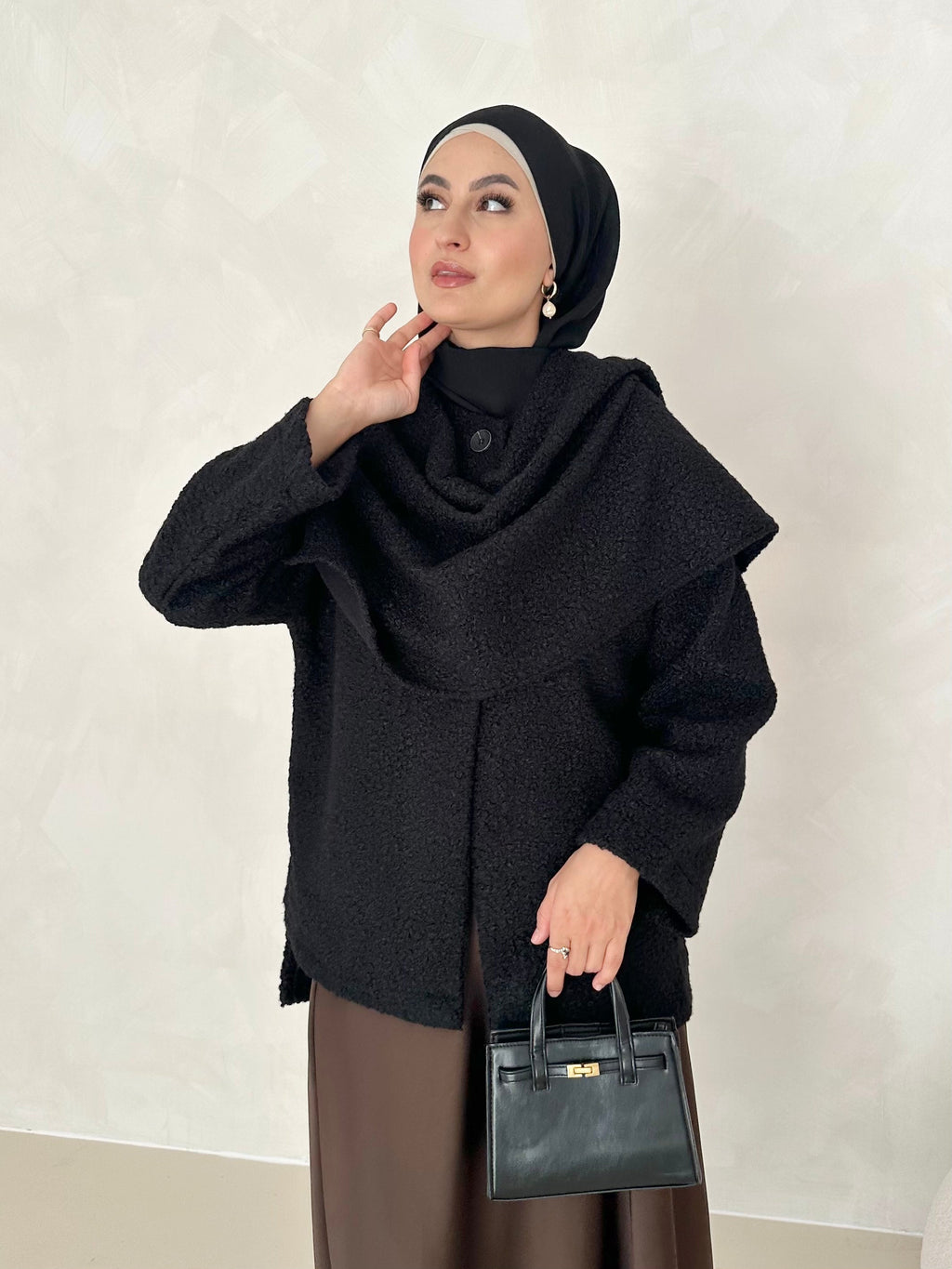 Manteau Teddy avec écharpe intégrée