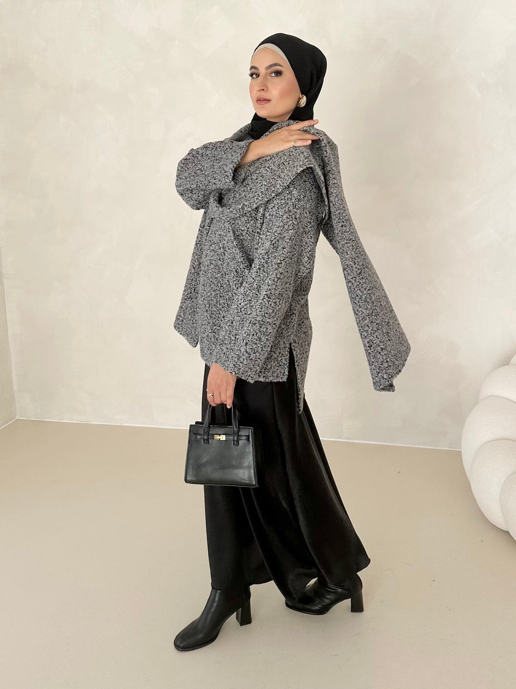 Manteau Teddy avec écharpe intégrée