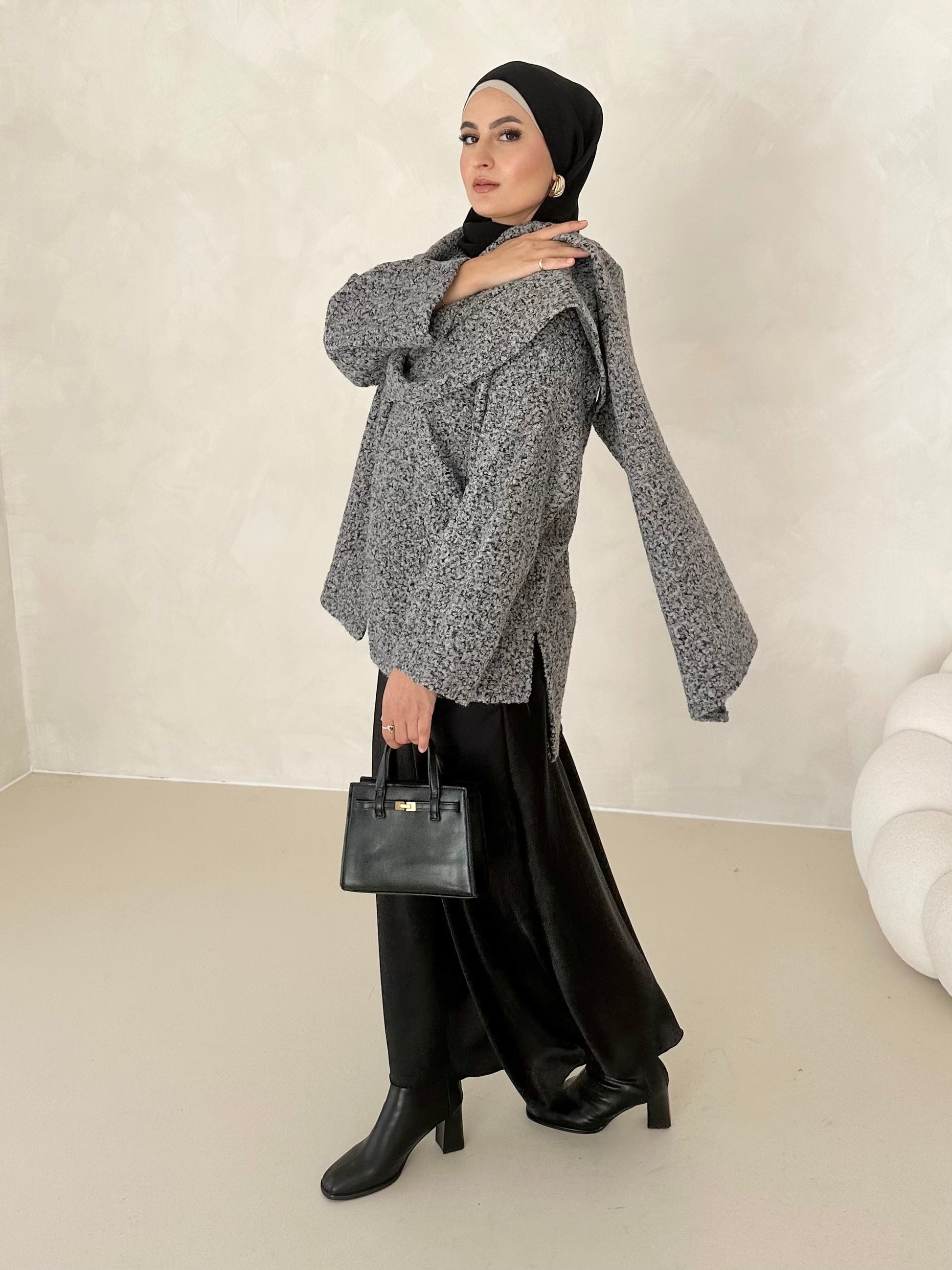 Manteau Teddy avec écharpe intégrée