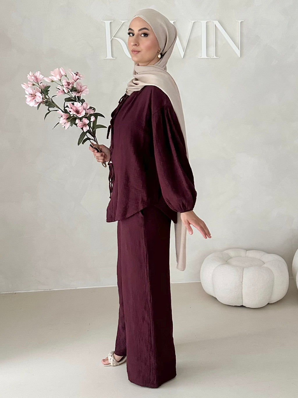 Costume deux pièces en mousseline À LACETS