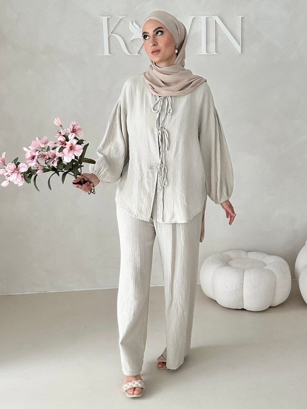 Costume deux pièces en mousseline À LACETS