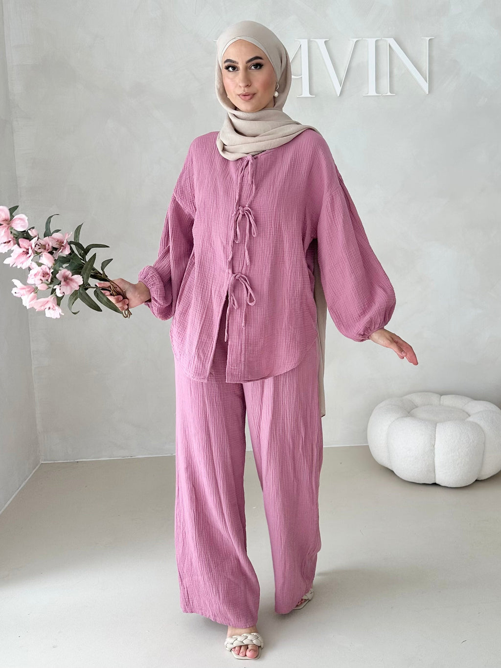 Costume deux pièces en mousseline À LACETS