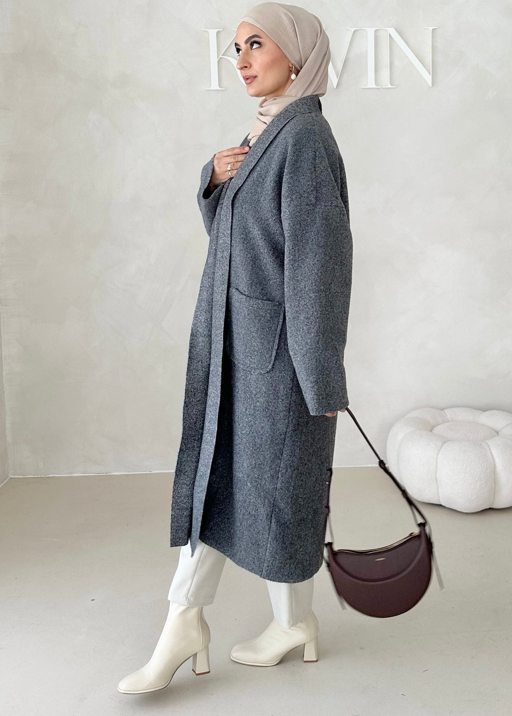 Manteau mi-saison sans col