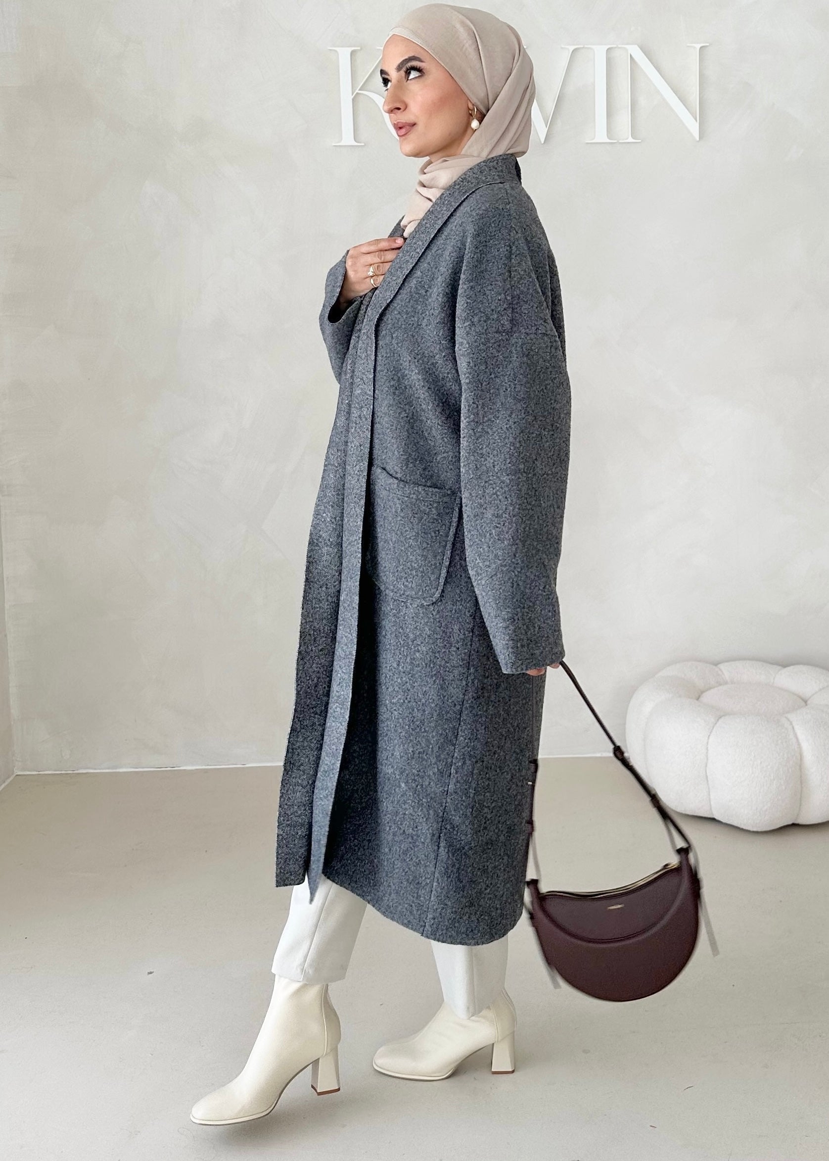 Manteau mi-saison sans col