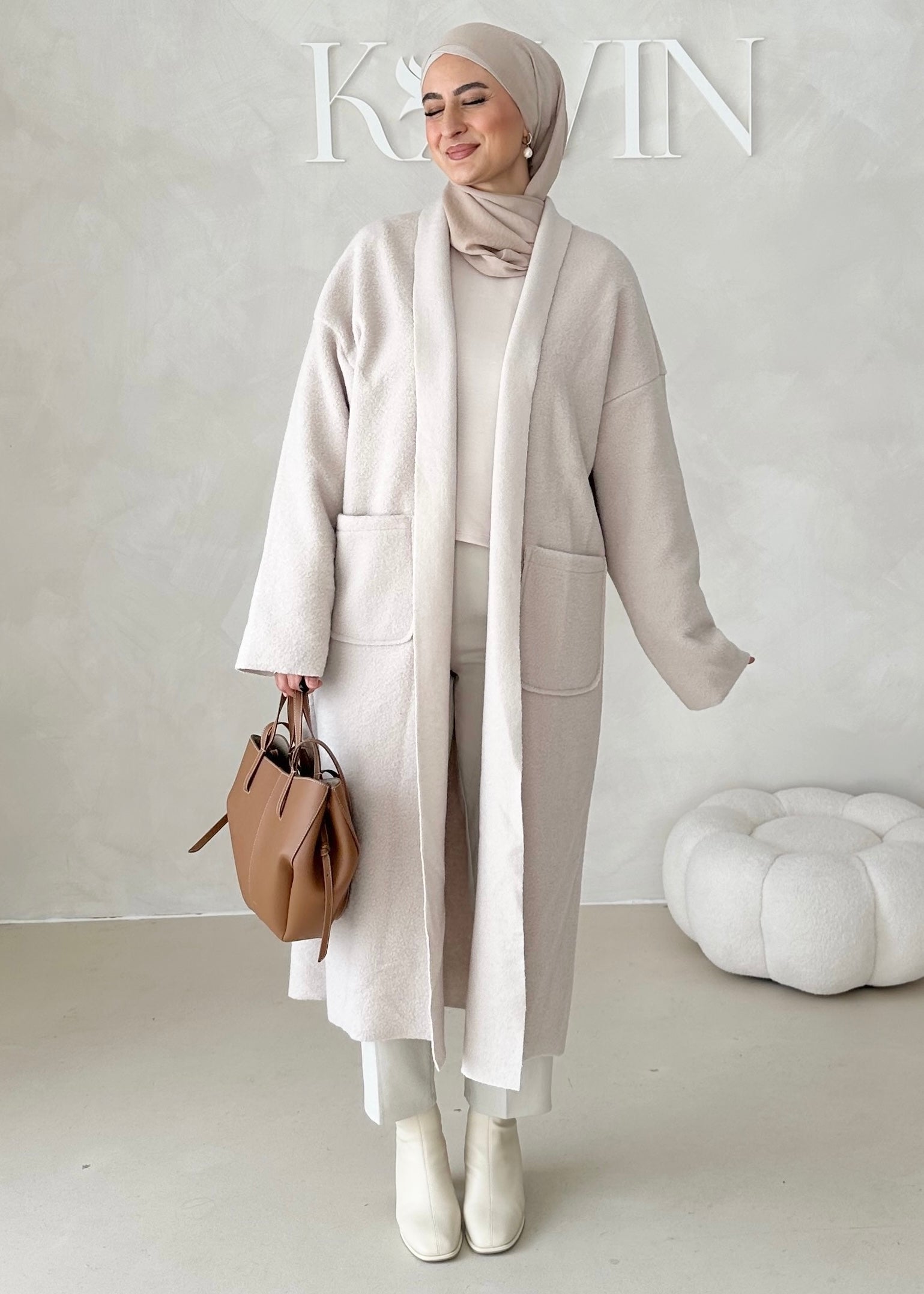 Manteau mi-saison sans col