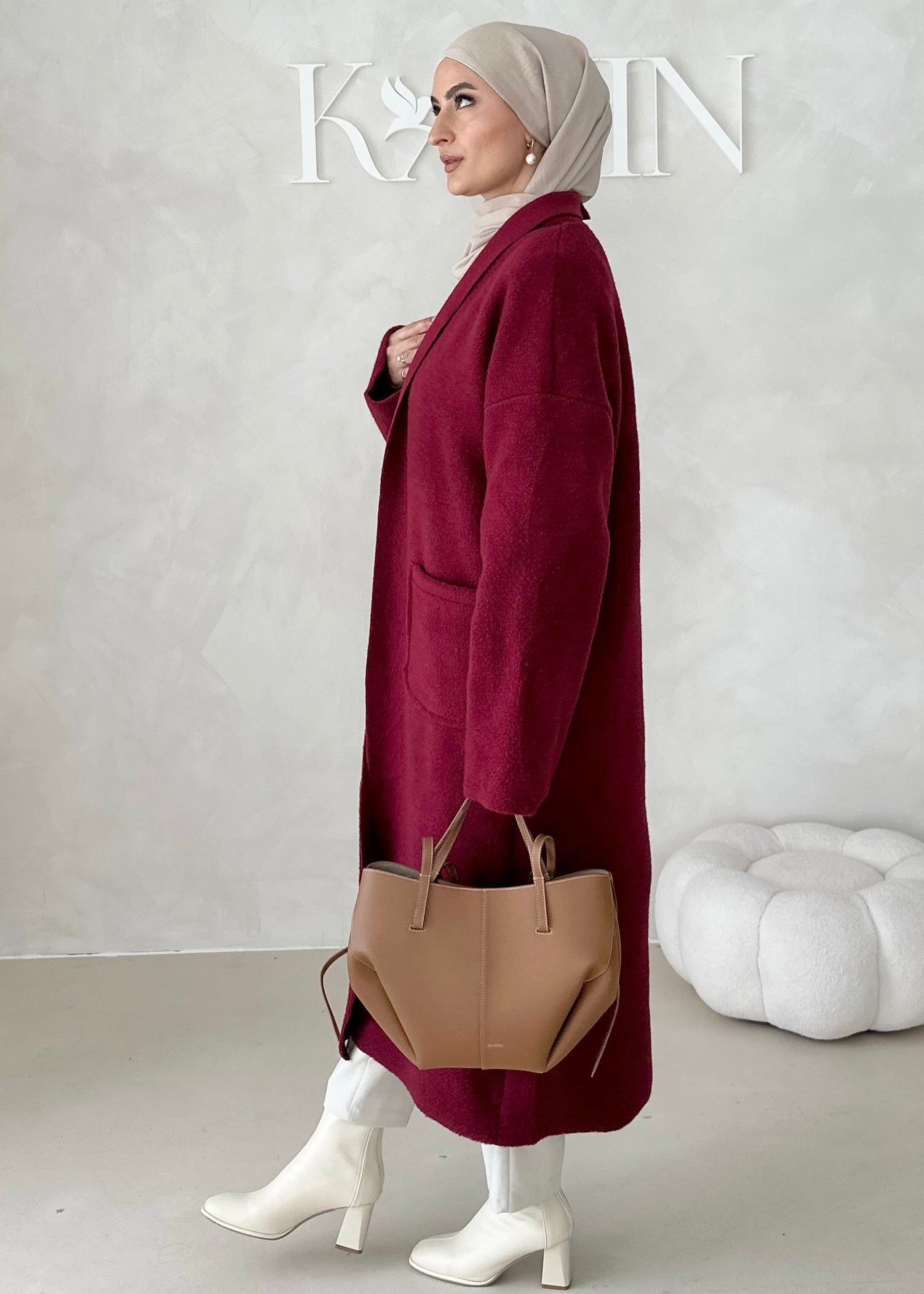 Manteau mi-saison sans col