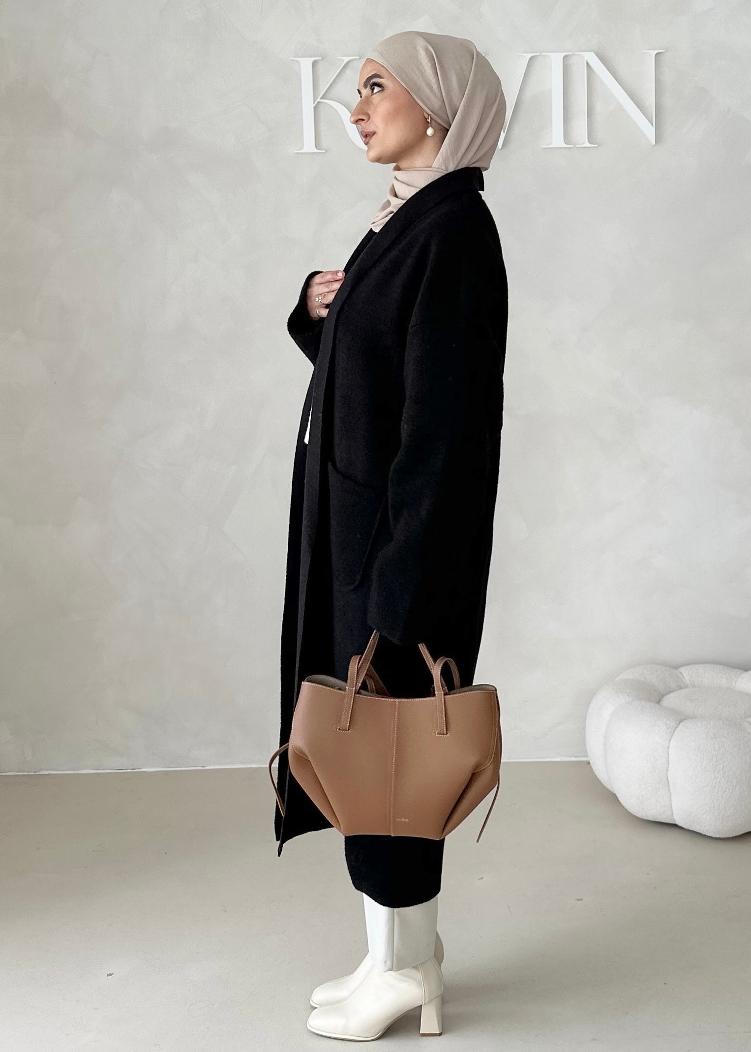 Manteau mi-saison sans col