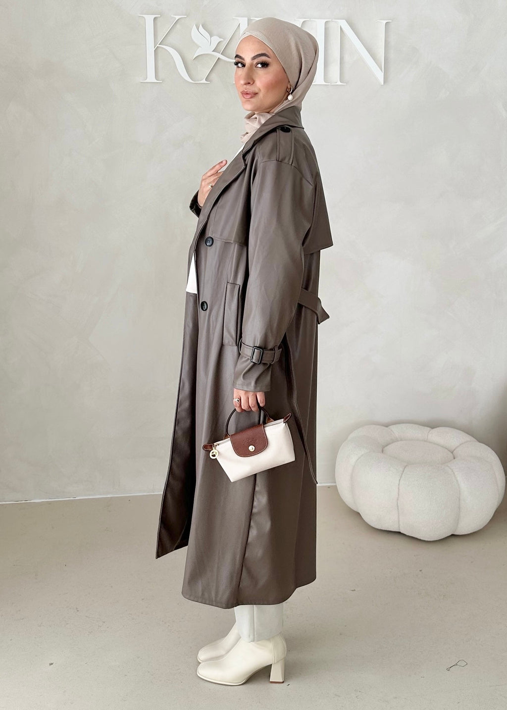 Trench aspect cuir