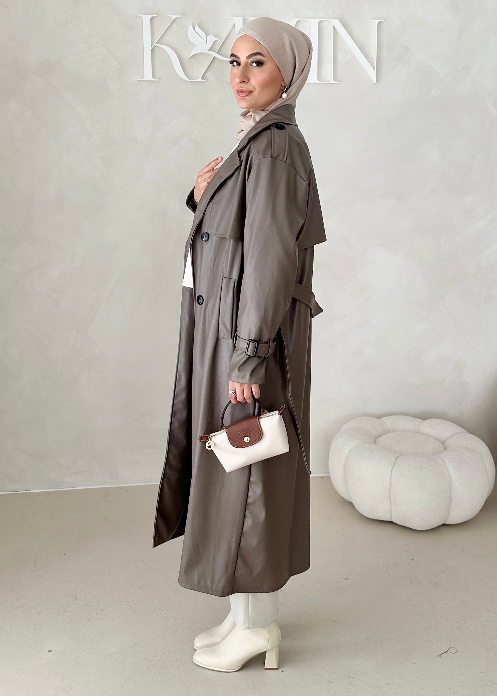 Trench aspect cuir