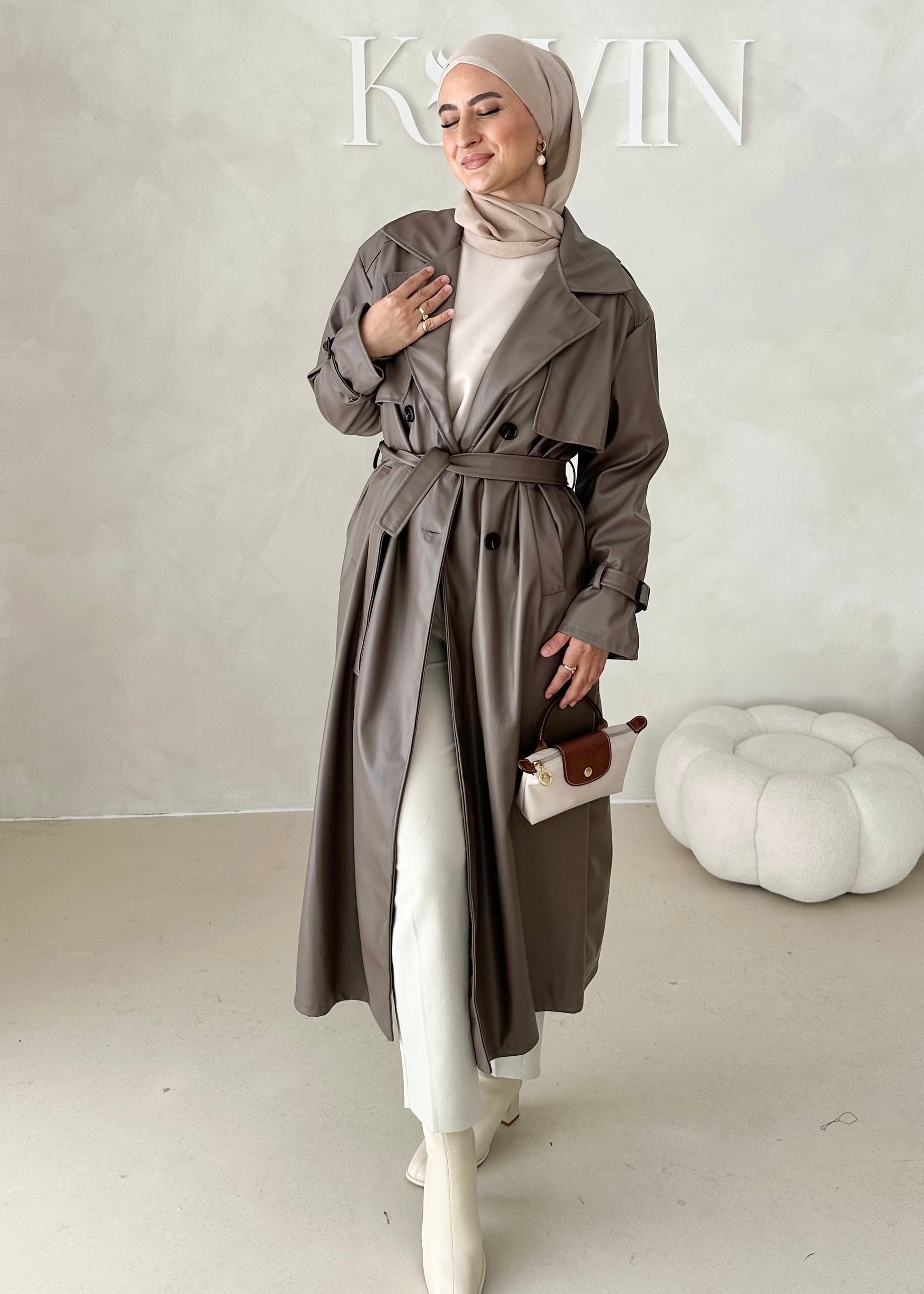Trench aspect cuir