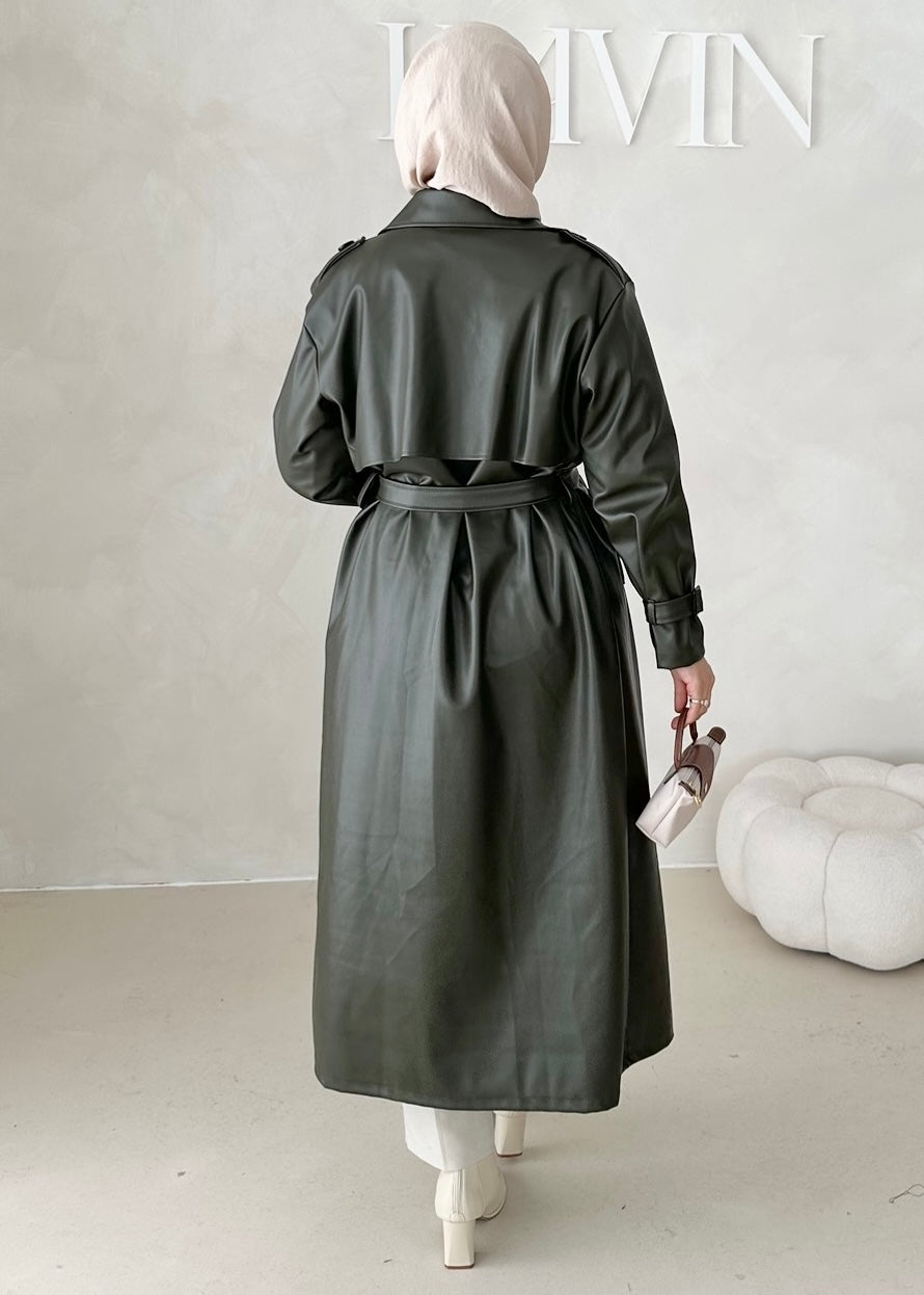 Trench aspect cuir