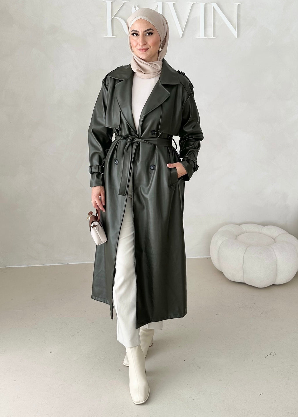 Trench aspect cuir