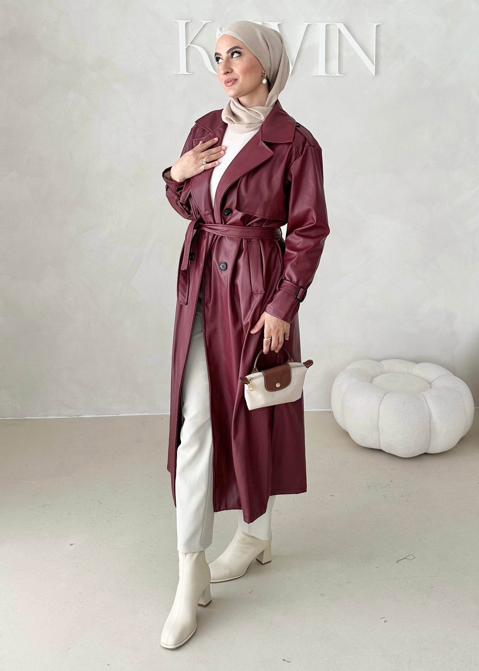 Trench aspect cuir