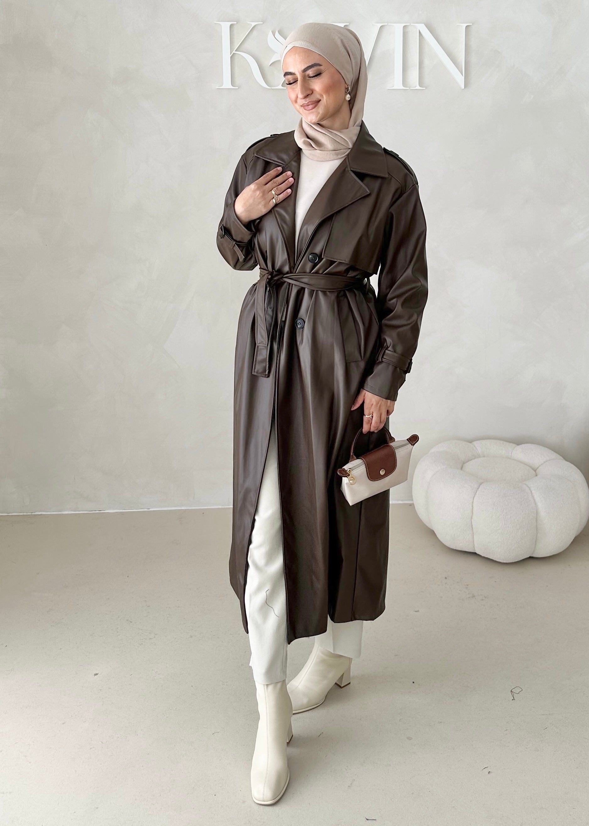 Trench aspect cuir
