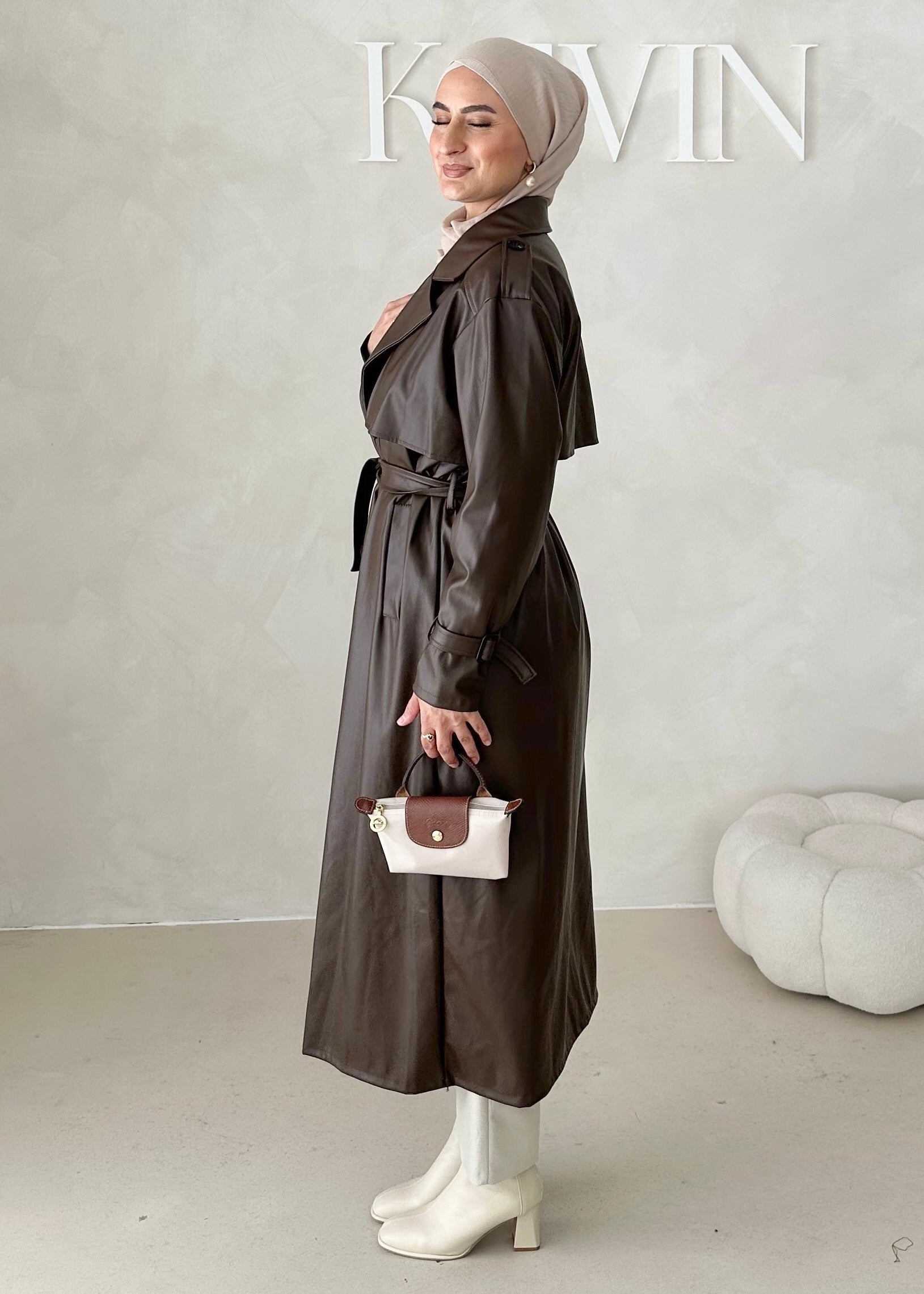 Trench aspect cuir