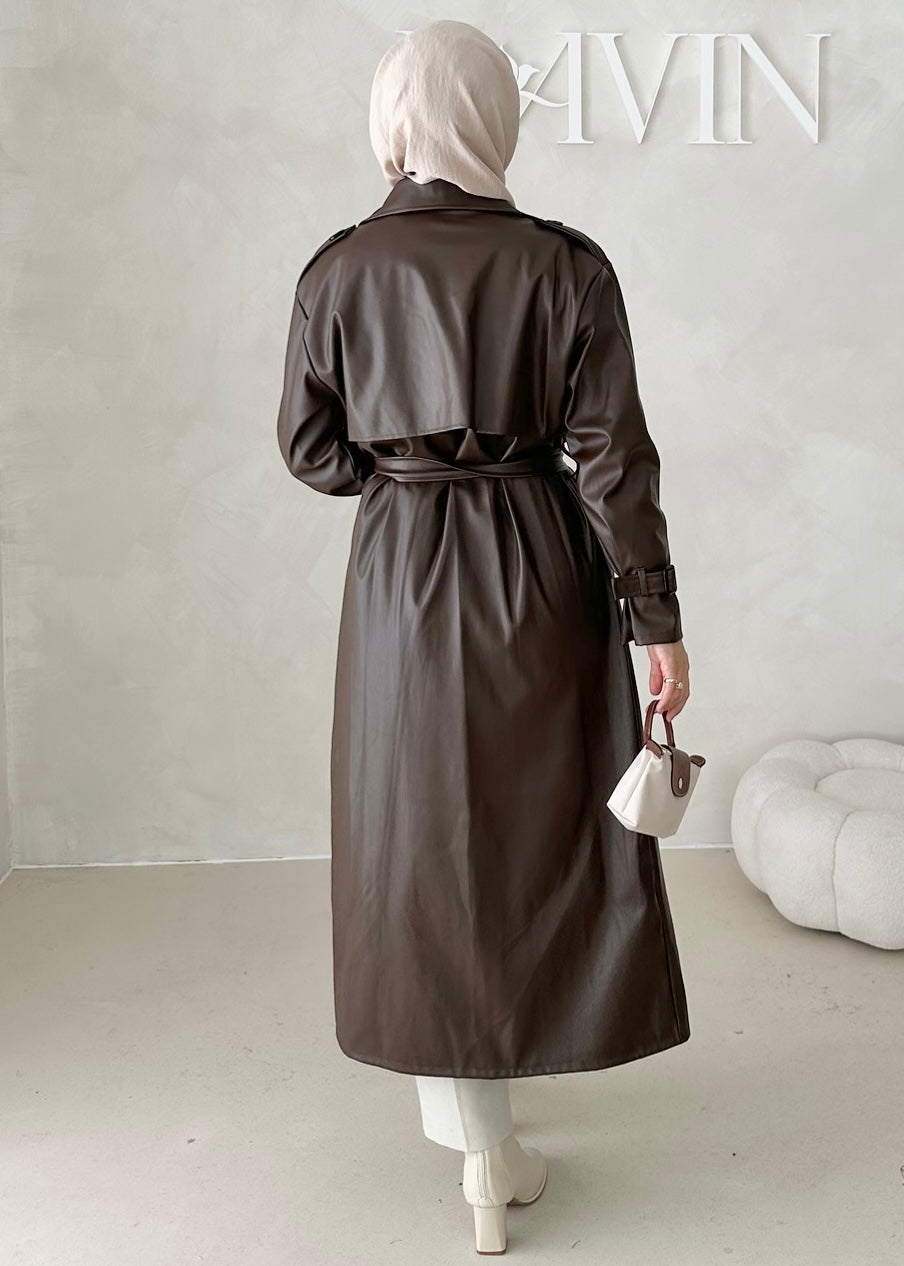 Trench aspect cuir