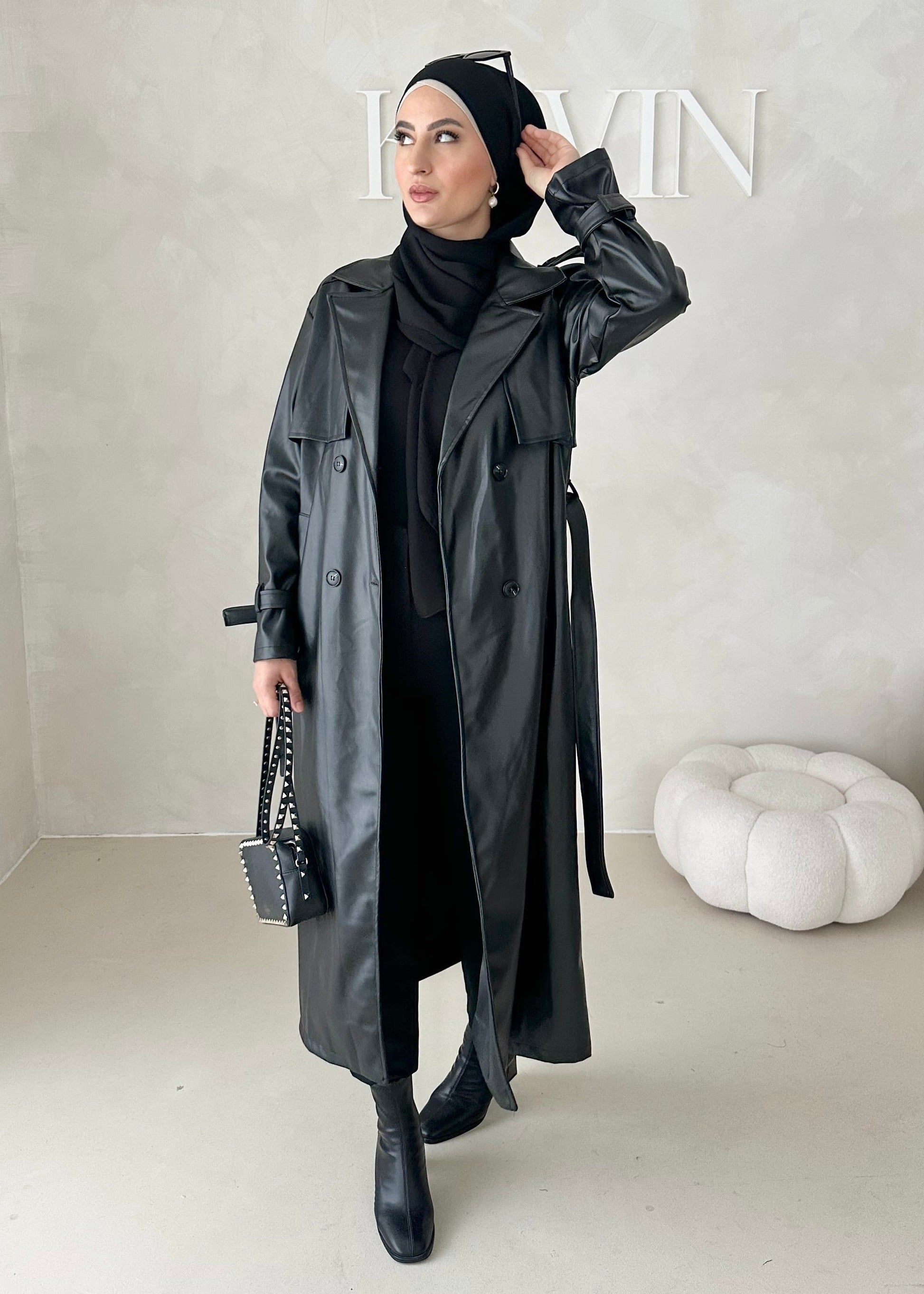 Trench aspect cuir