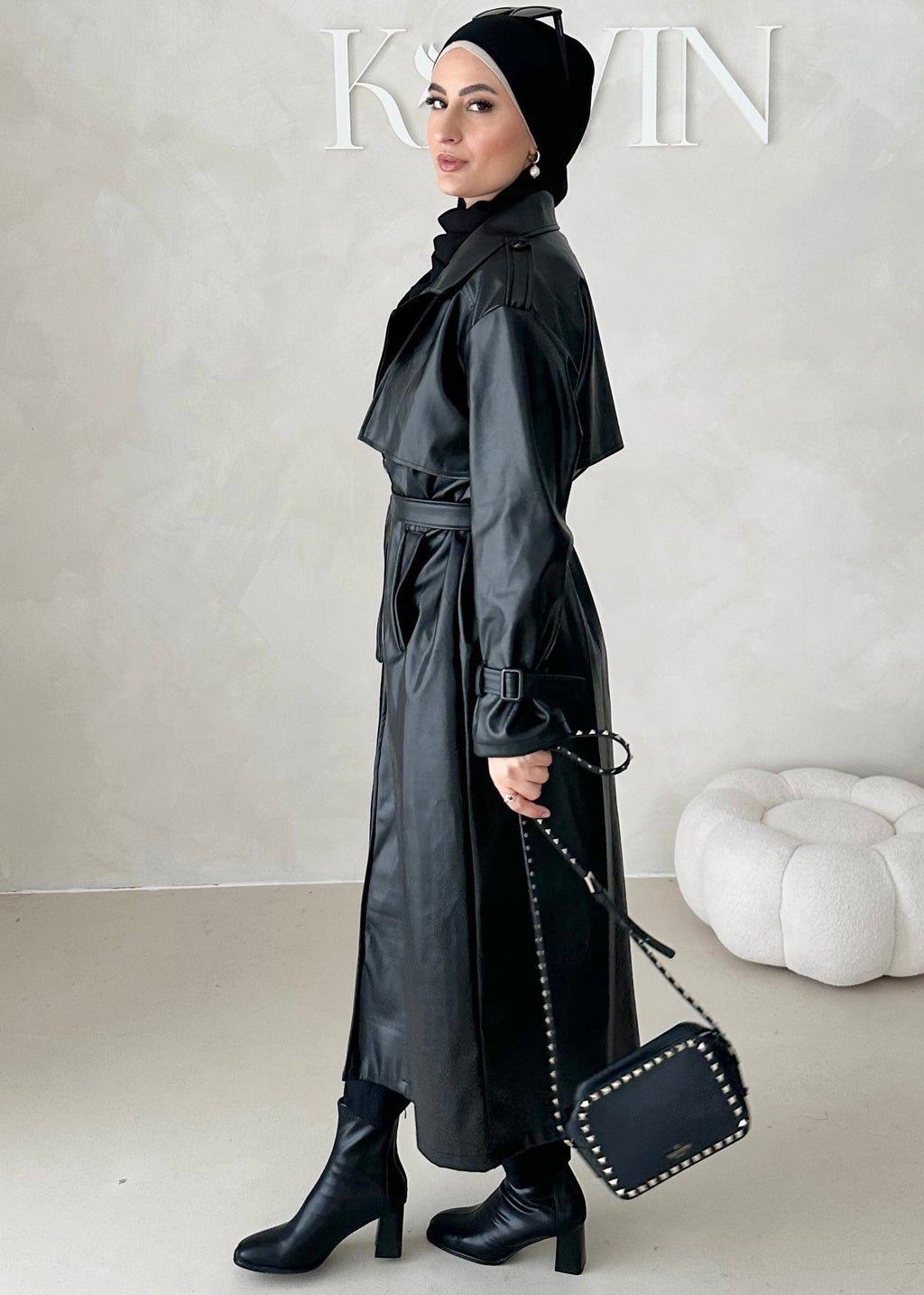 Trench aspect cuir