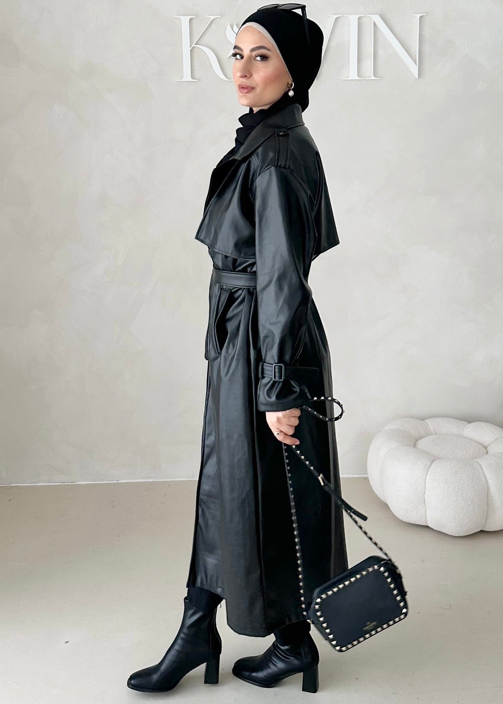 Trench aspect cuir