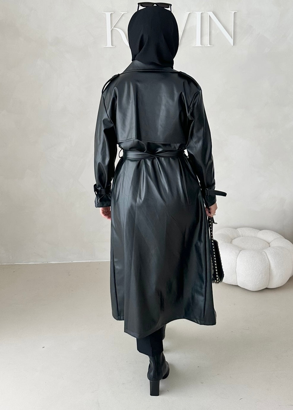 Trench aspect cuir