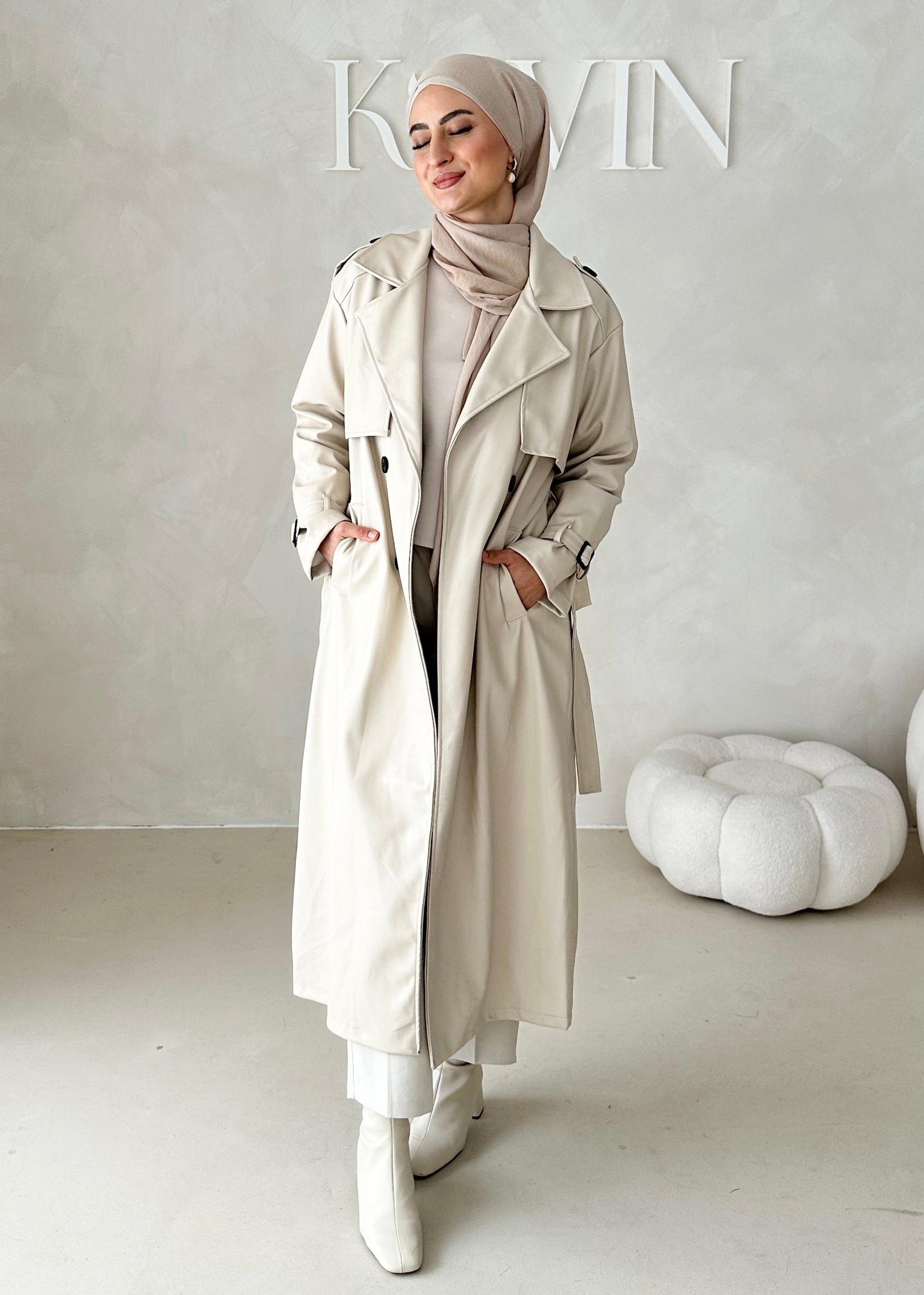 Trench aspect cuir