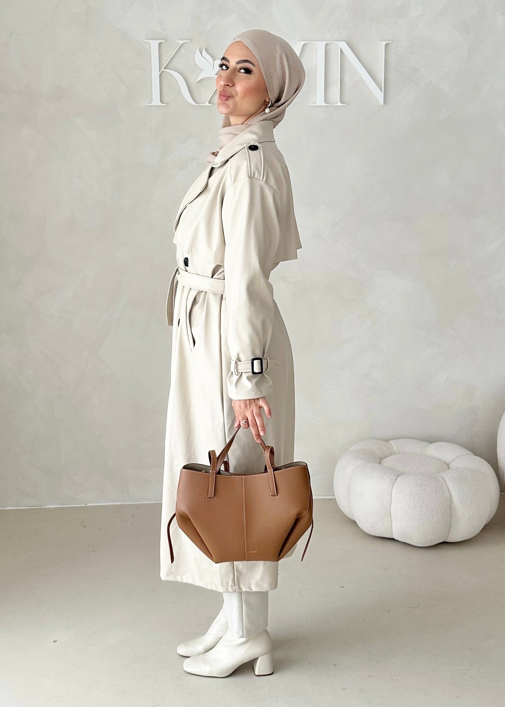 Trench aspect cuir
