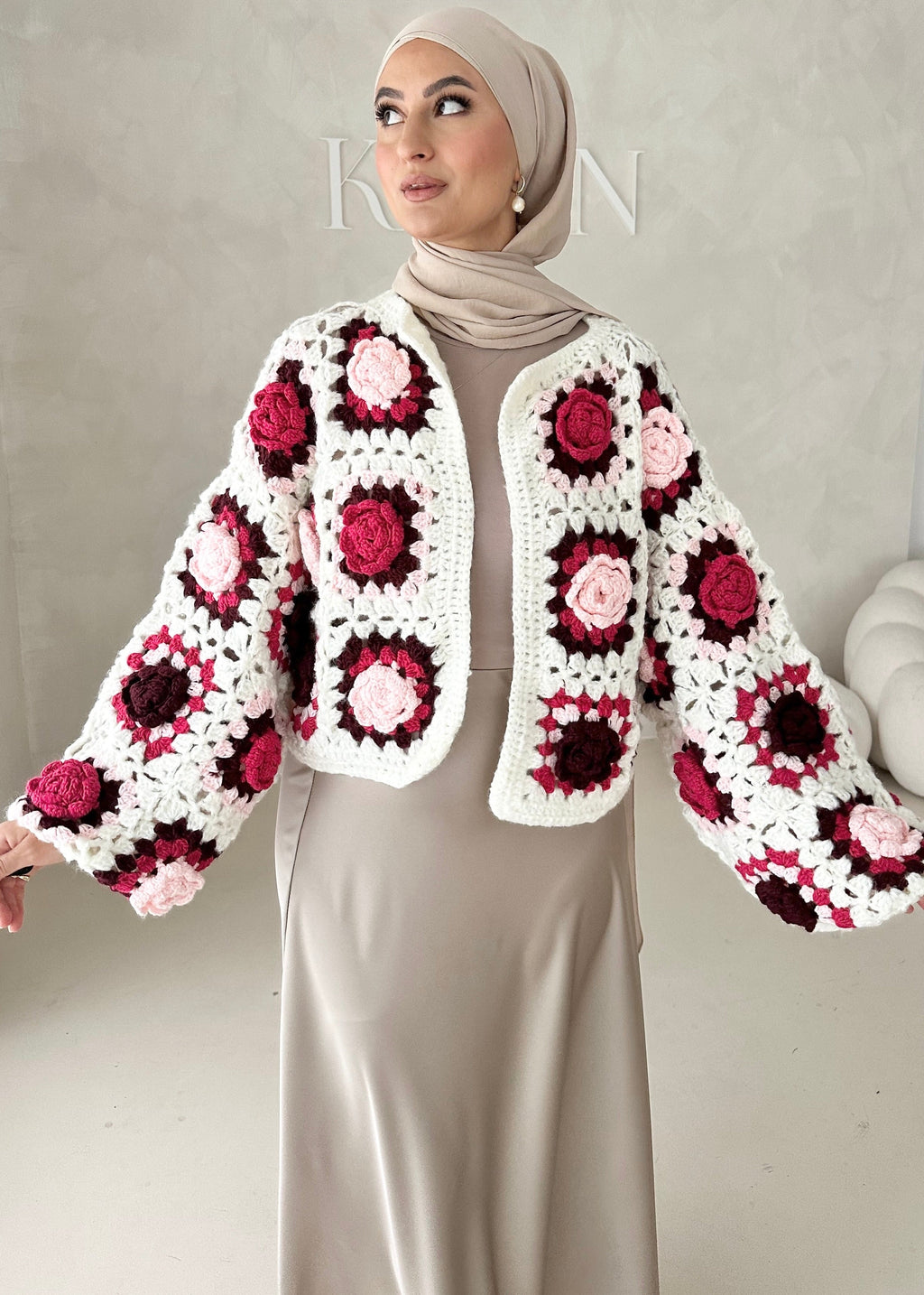 Cardigan bouquet fait main