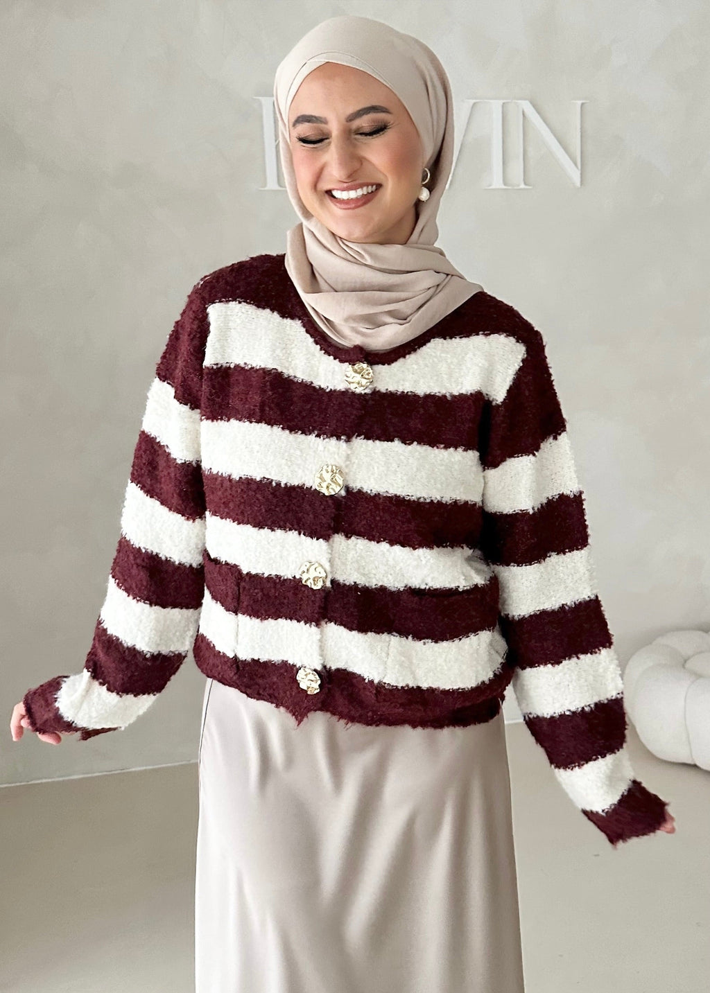 Cardigan à rayures baies