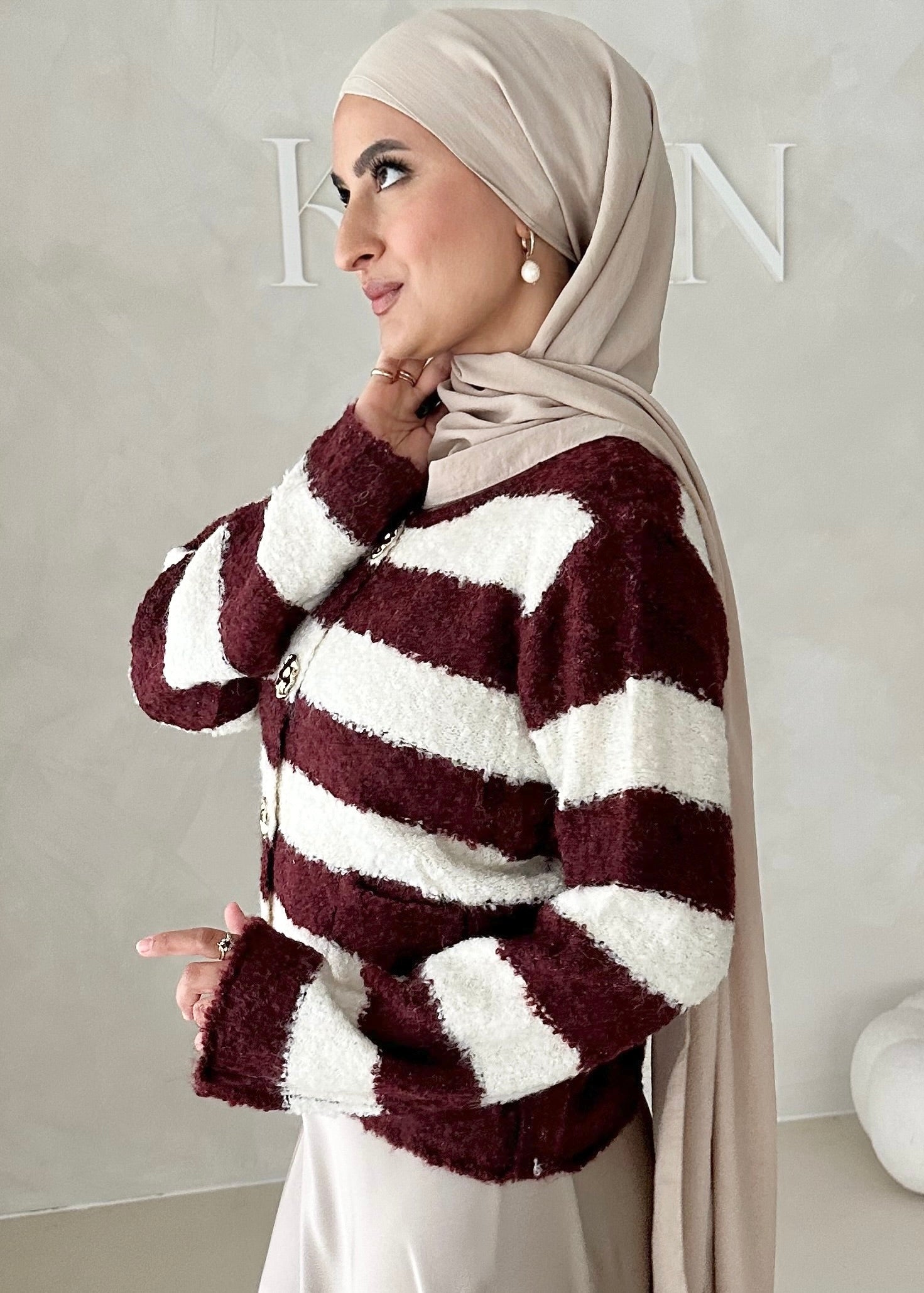 Cardigan à rayures baies