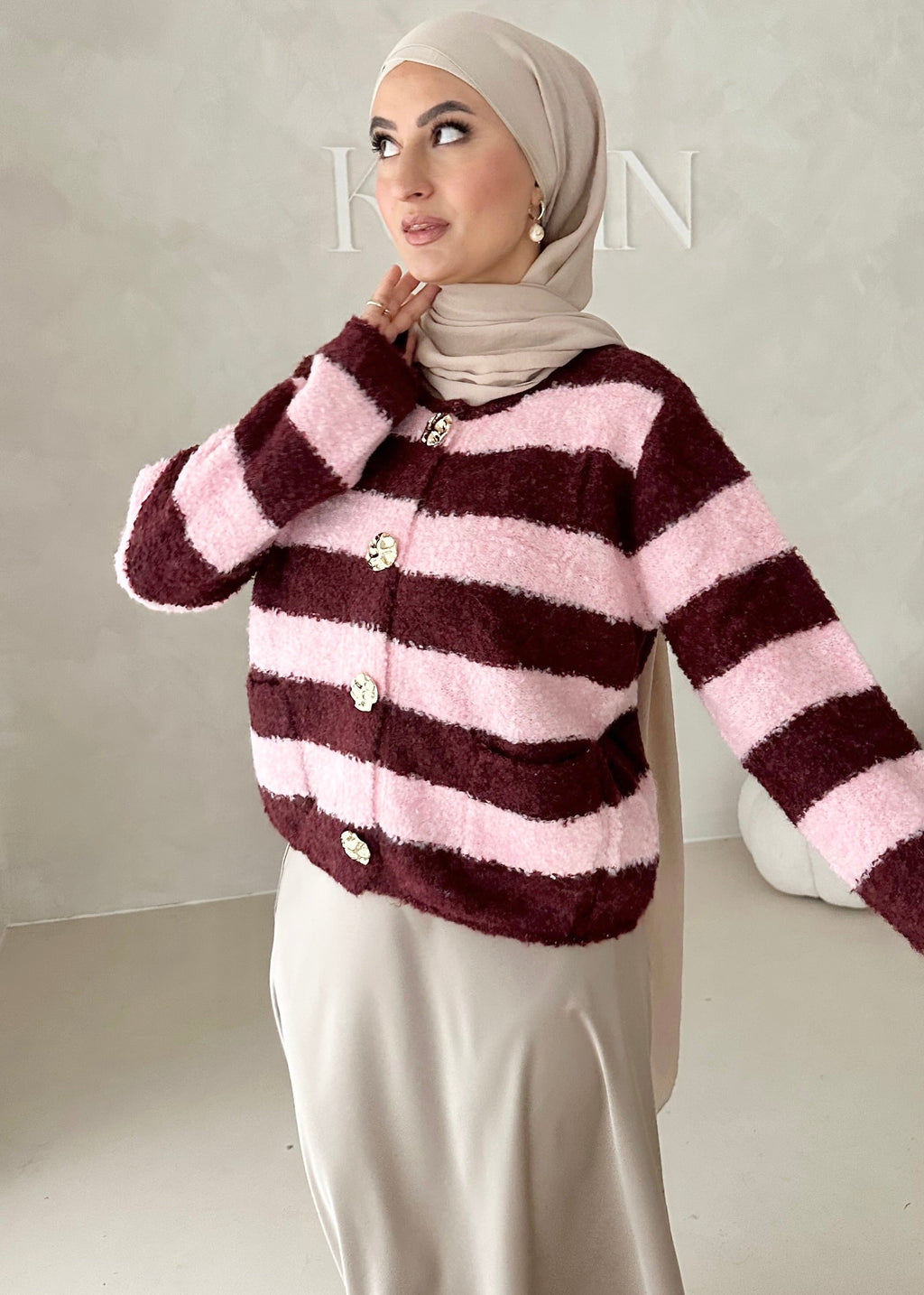 Cardigan à rayures baies