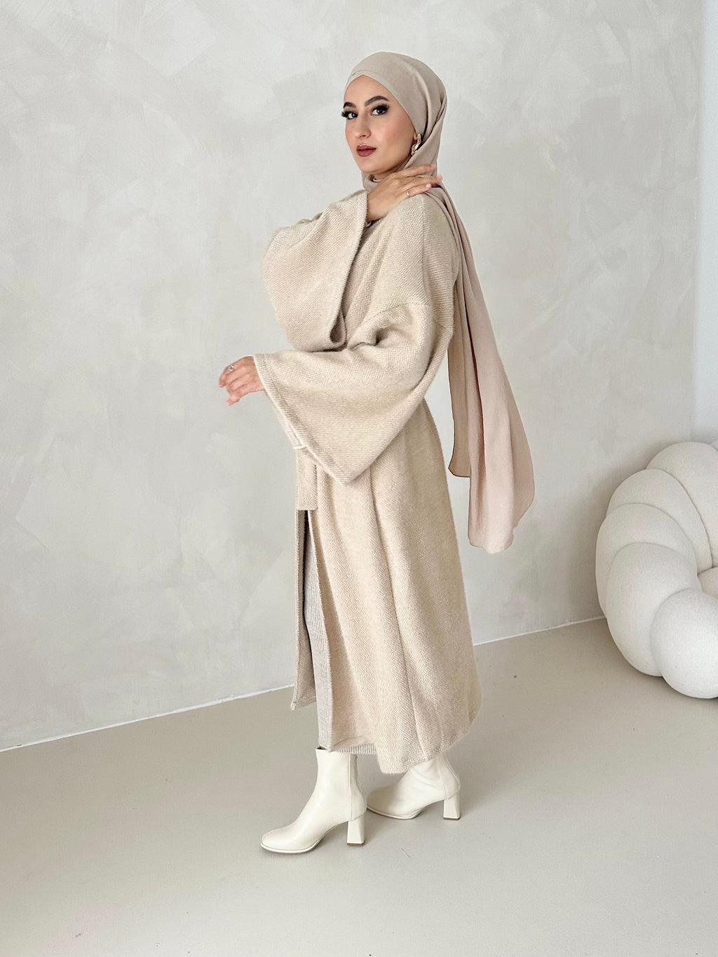 Manteau douillet avec ceinture