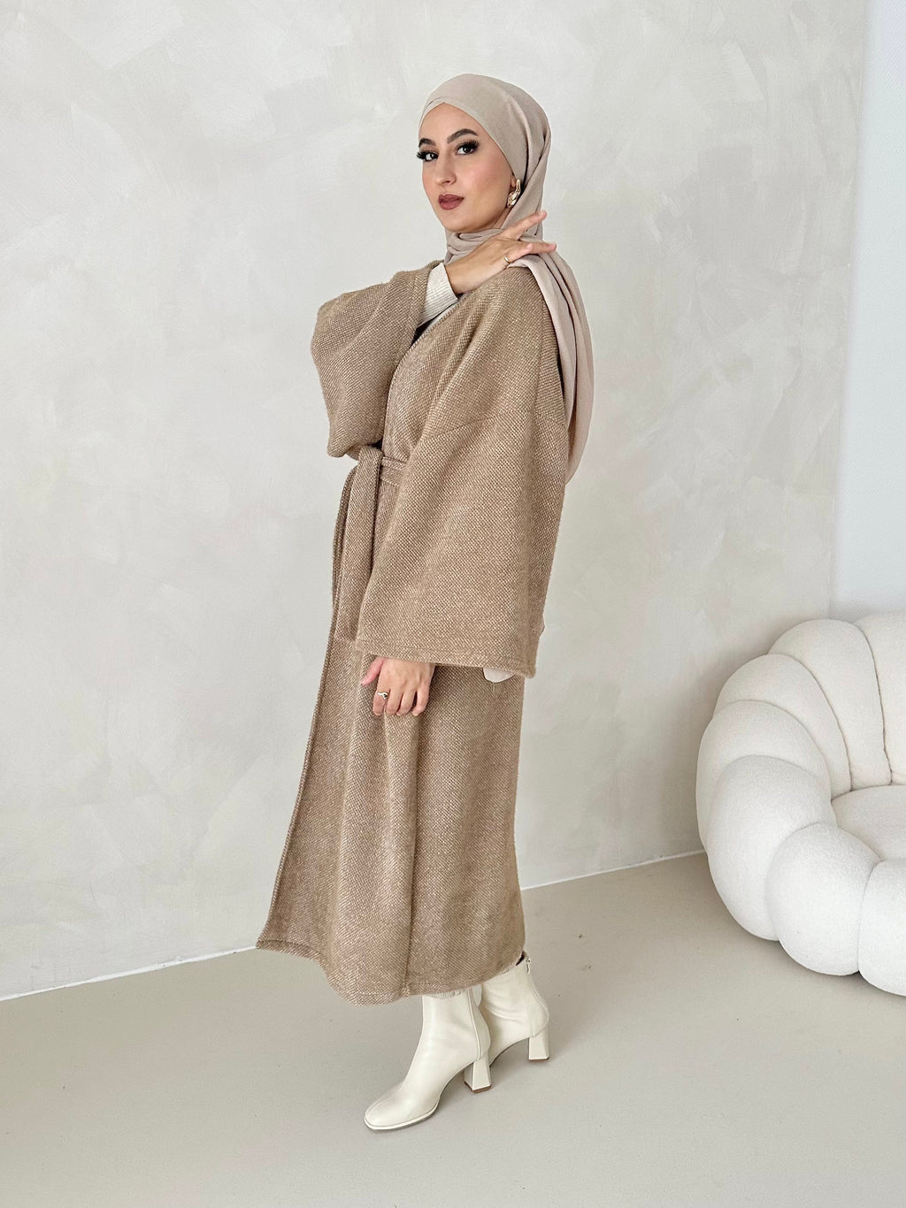 Manteau douillet avec ceinture