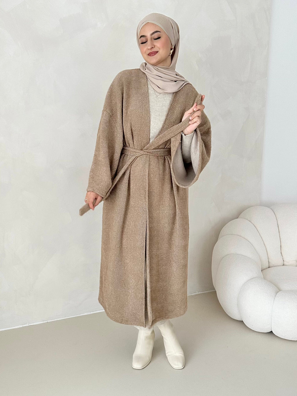 Manteau douillet avec ceinture