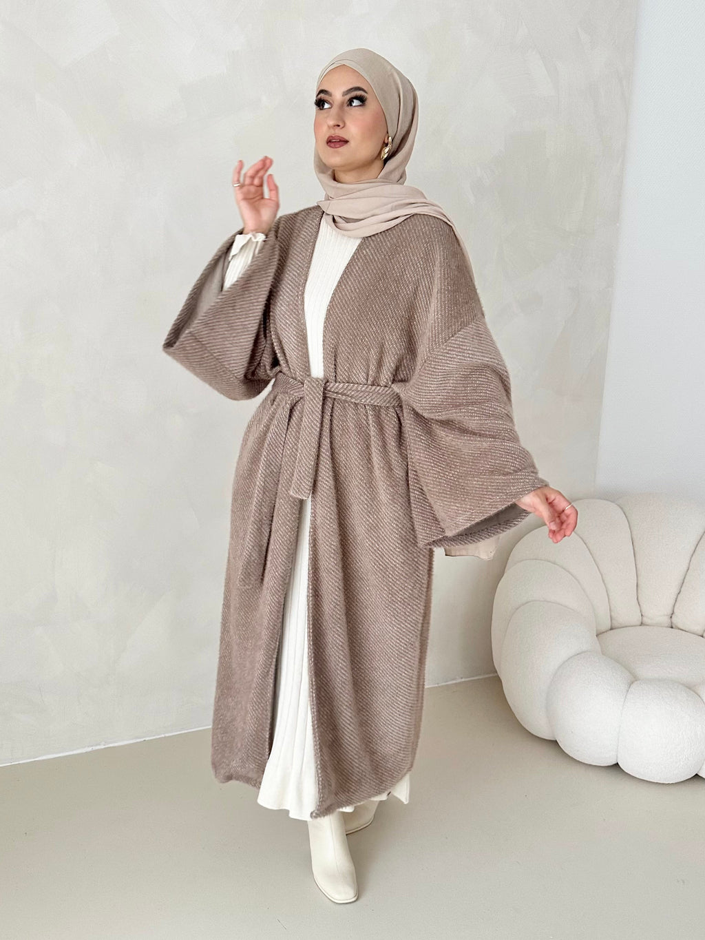 Manteau douillet avec ceinture