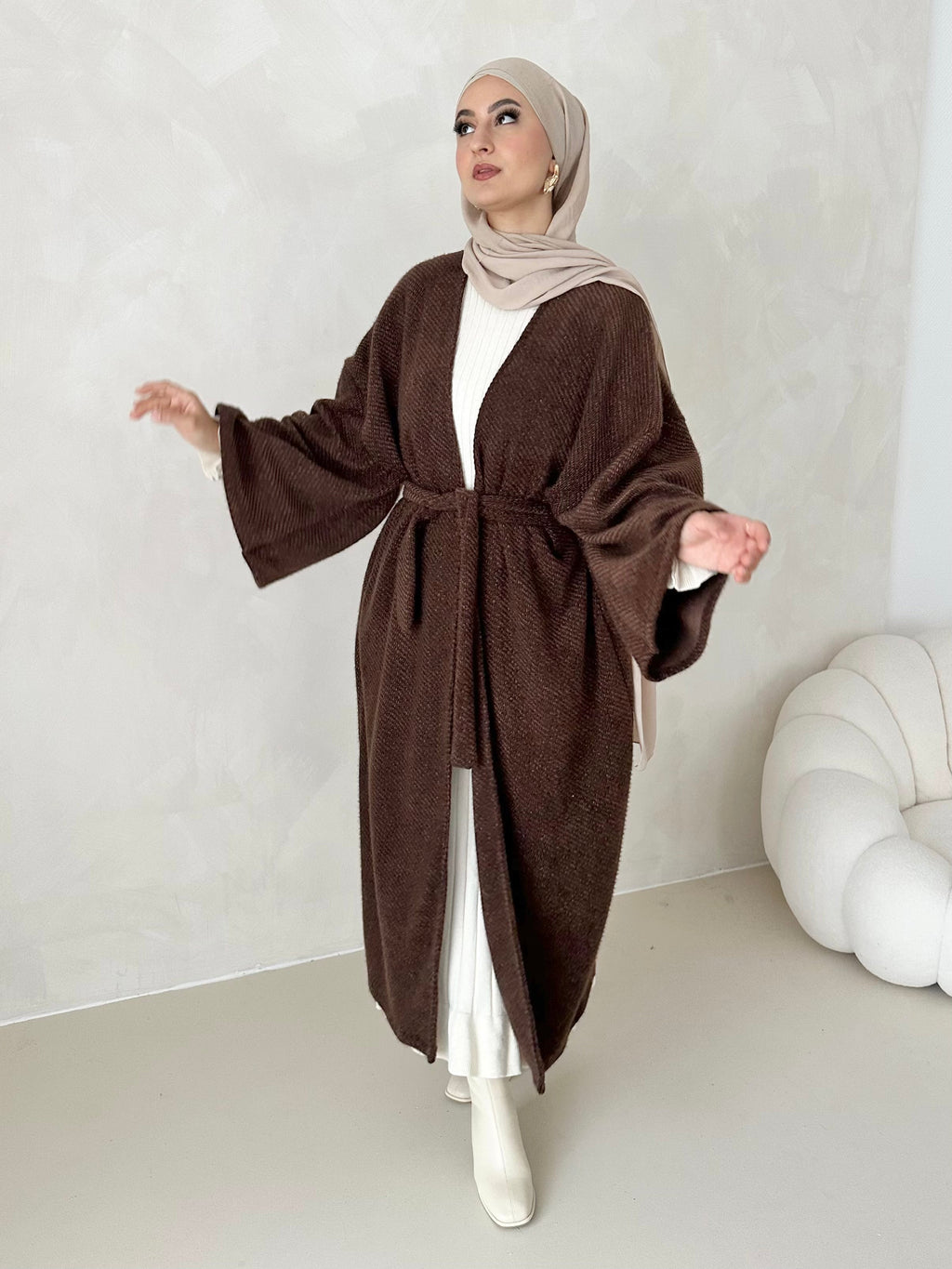 Manteau douillet avec ceinture