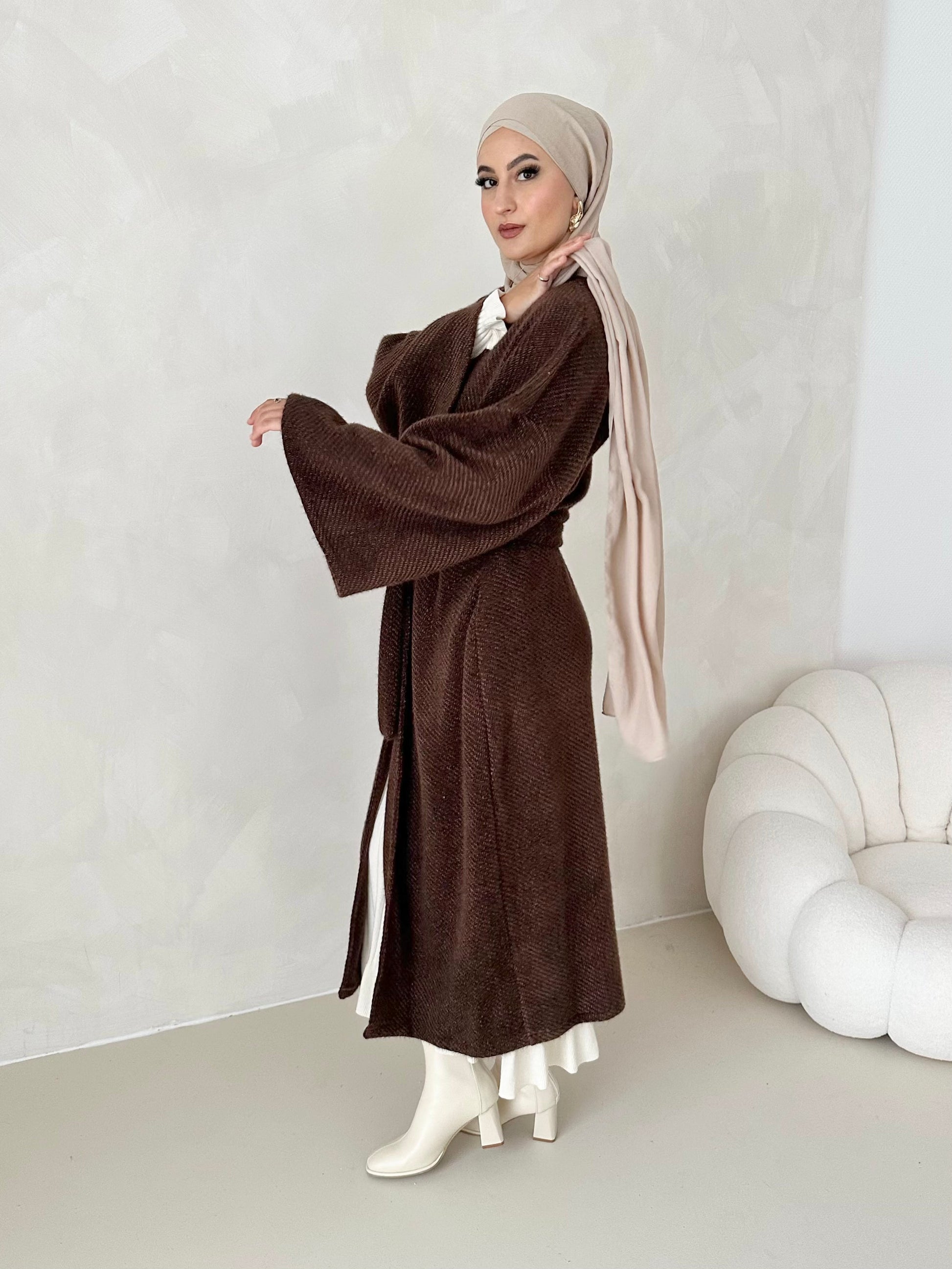 Manteau douillet avec ceinture