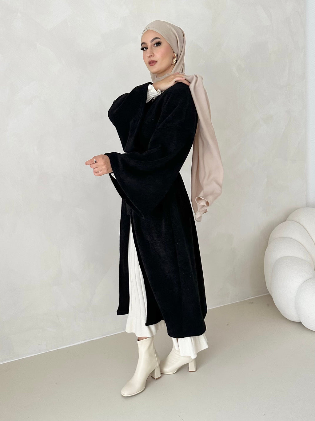 Manteau douillet avec ceinture