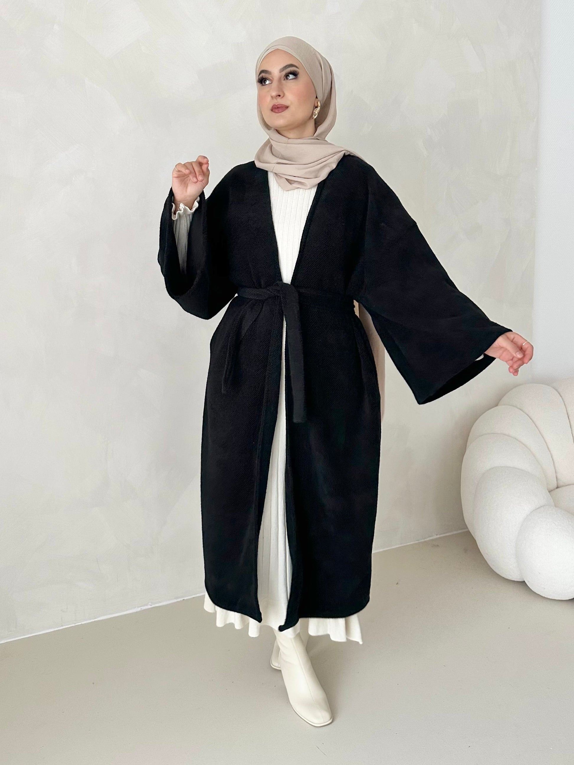 Manteau douillet avec ceinture