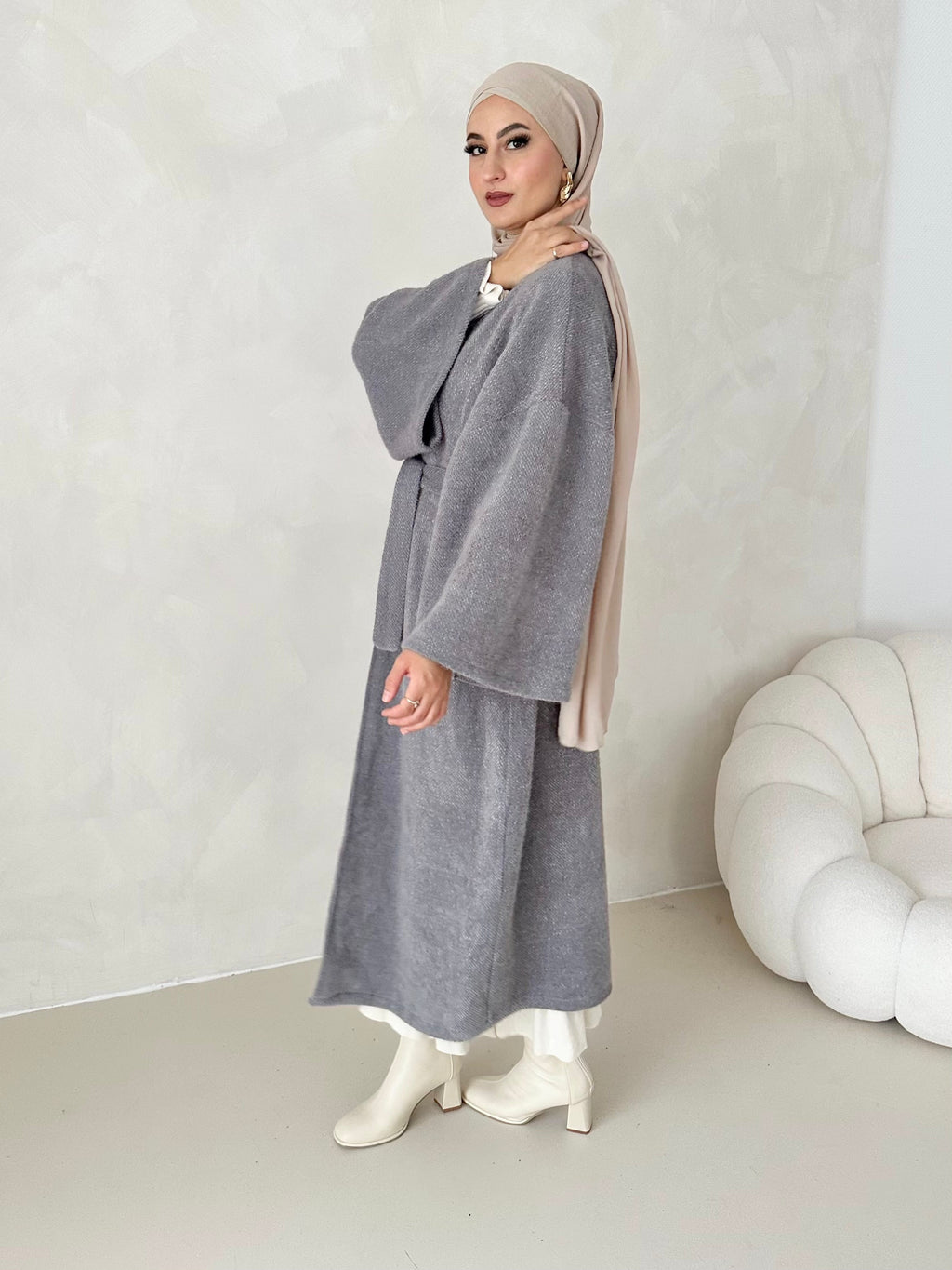 Manteau douillet avec ceinture