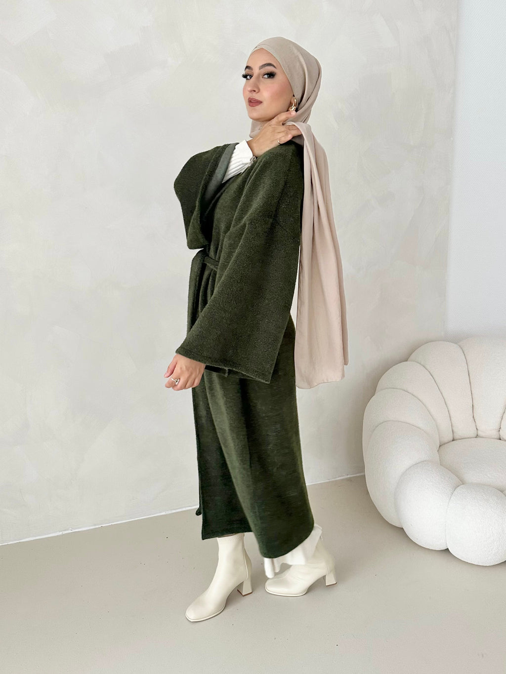 Manteau douillet avec ceinture