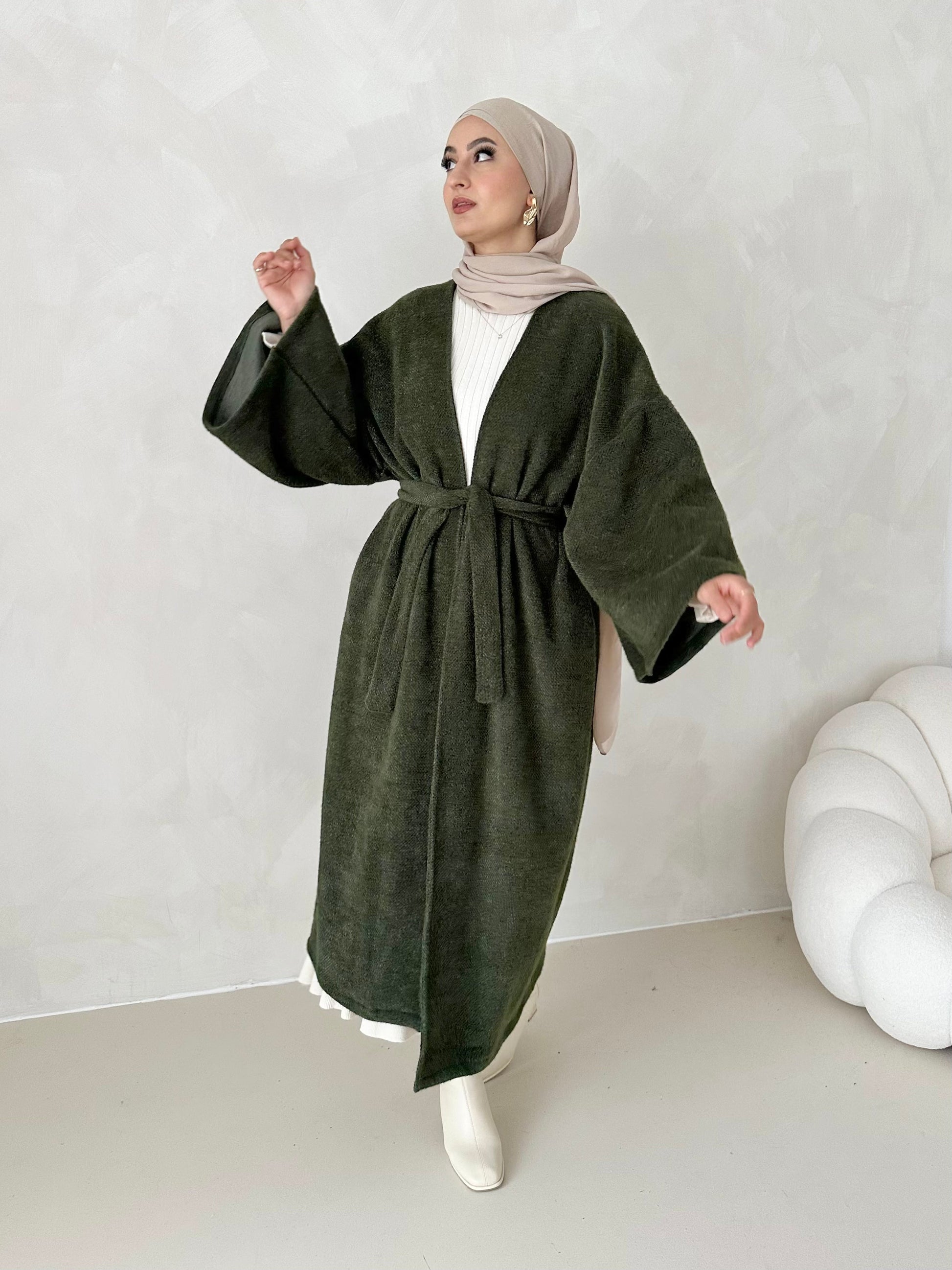 Manteau douillet avec ceinture