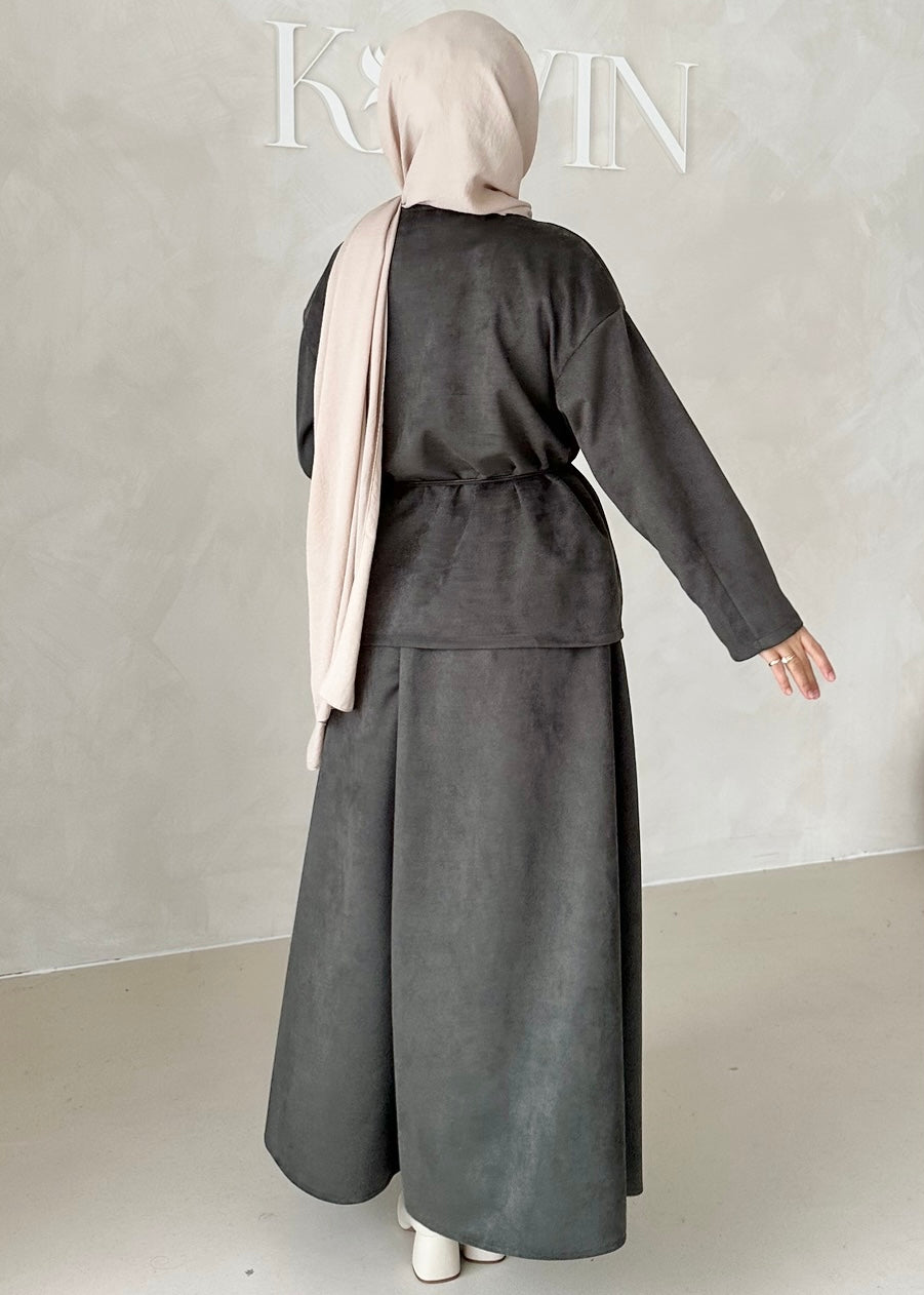 Costume deux pièces aspect suède