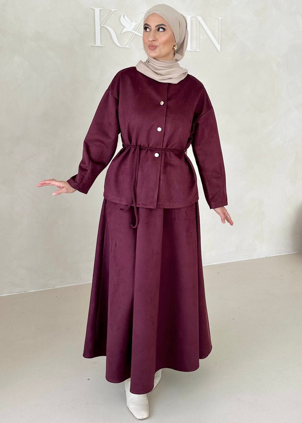 Costume deux pièces aspect suède