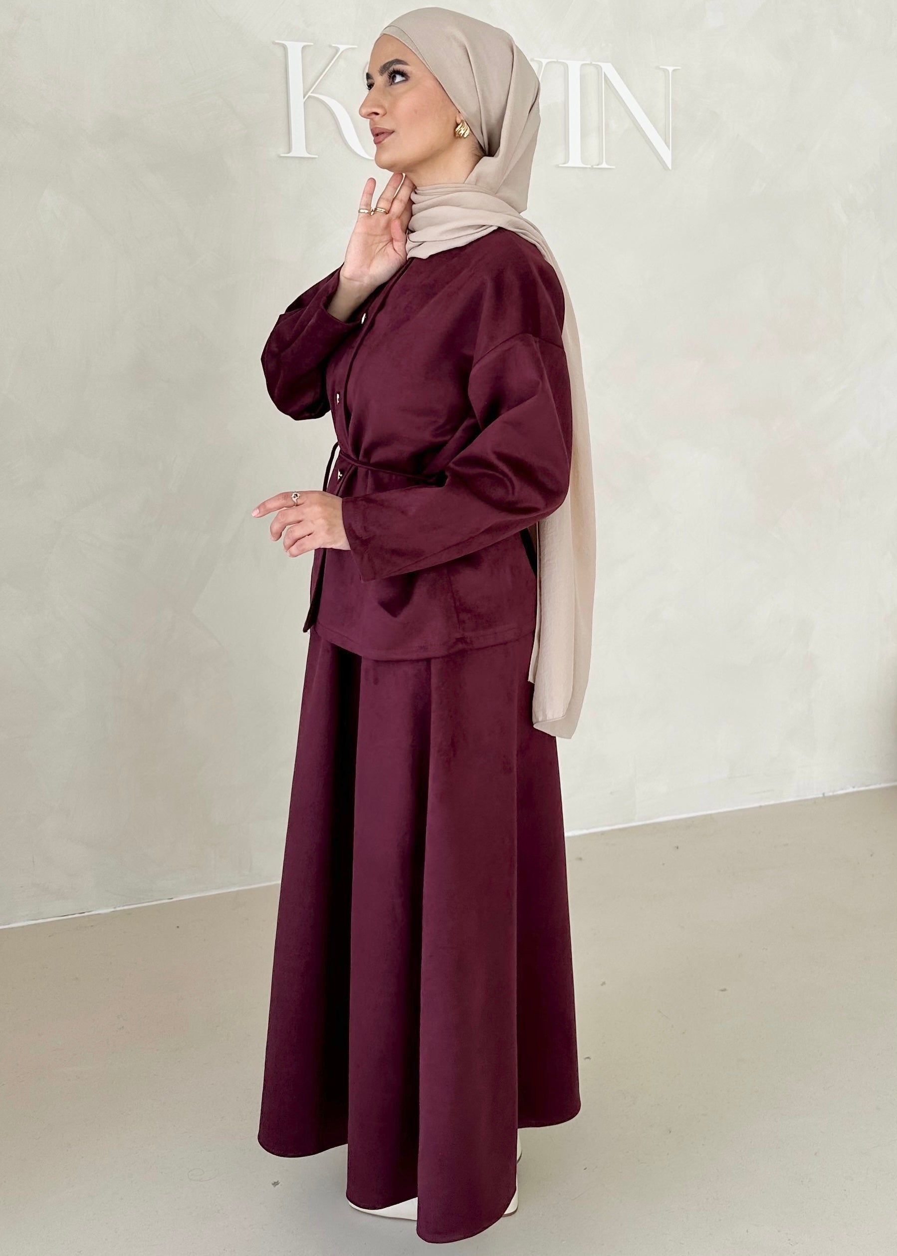 Costume deux pièces aspect suède