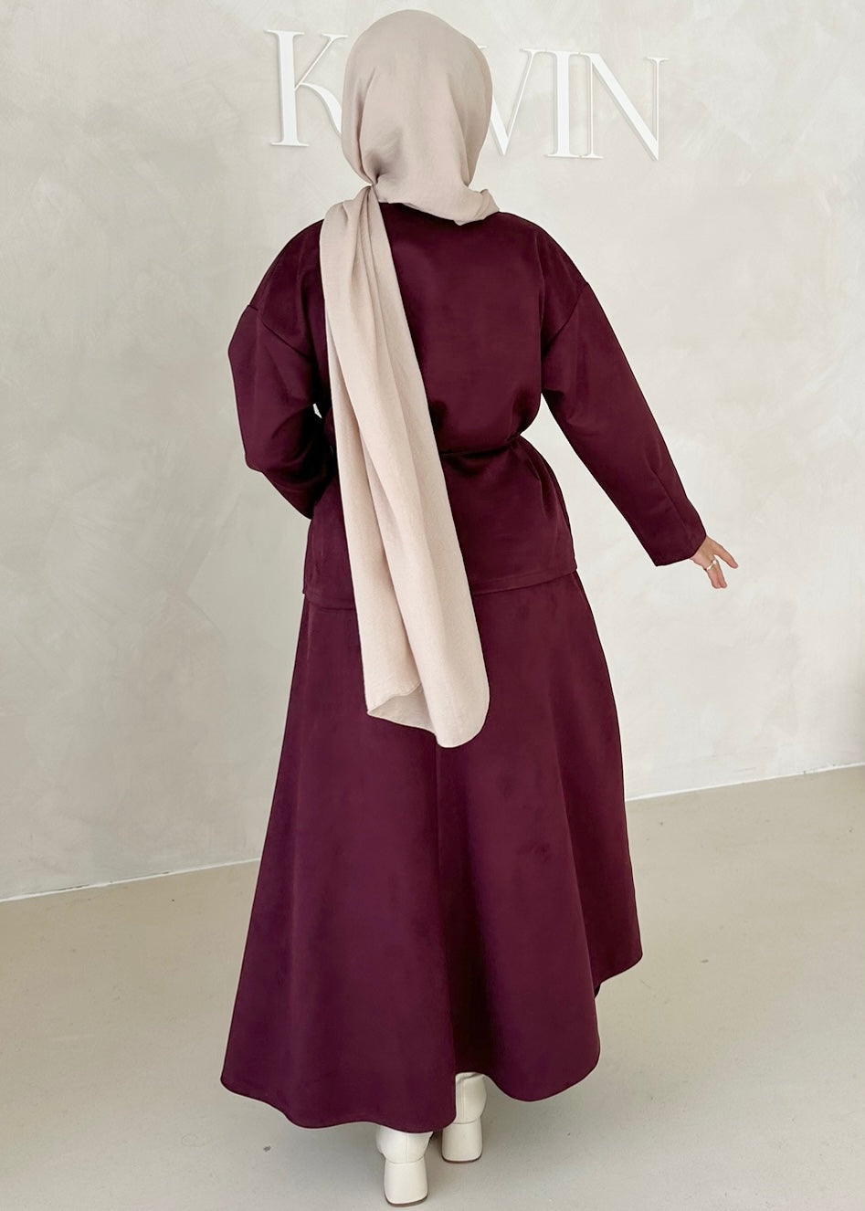 Costume deux pièces aspect suède