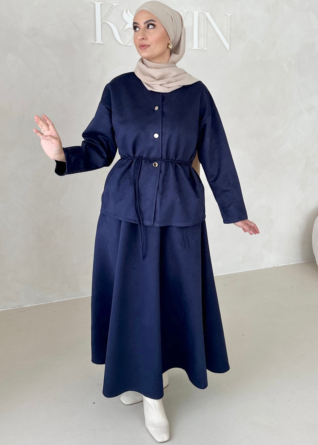 Costume deux pièces aspect suède