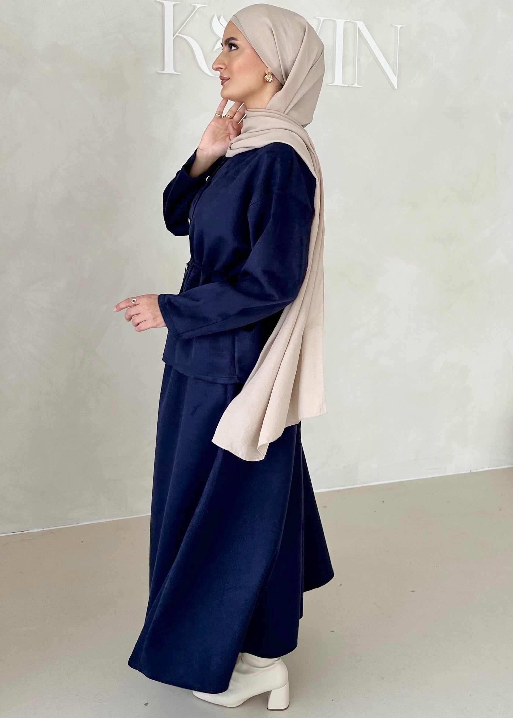 Costume deux pièces aspect suède